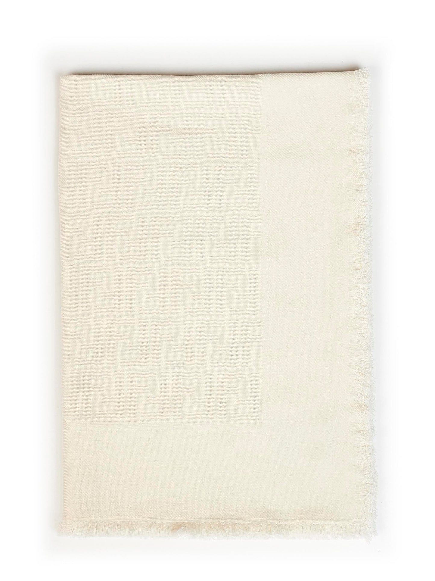 Fendi Silk Women Ivory Ff Wool And Silk And Cashmere Shawl<Br/> FENDI