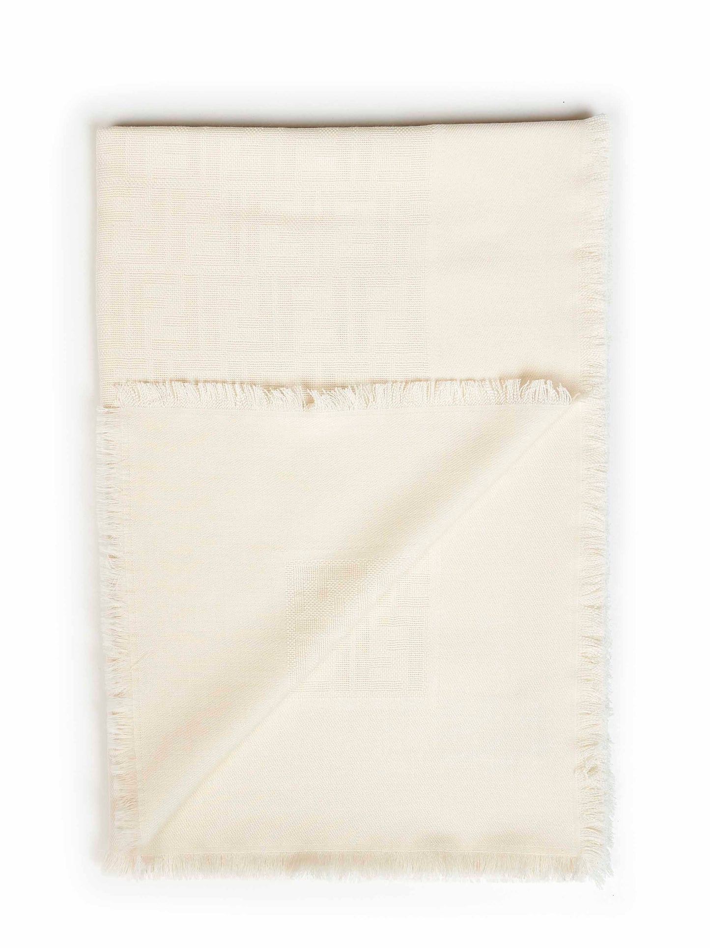 Fendi Silk Women Ivory Ff Wool And Silk And Cashmere Shawl<Br/> FENDI