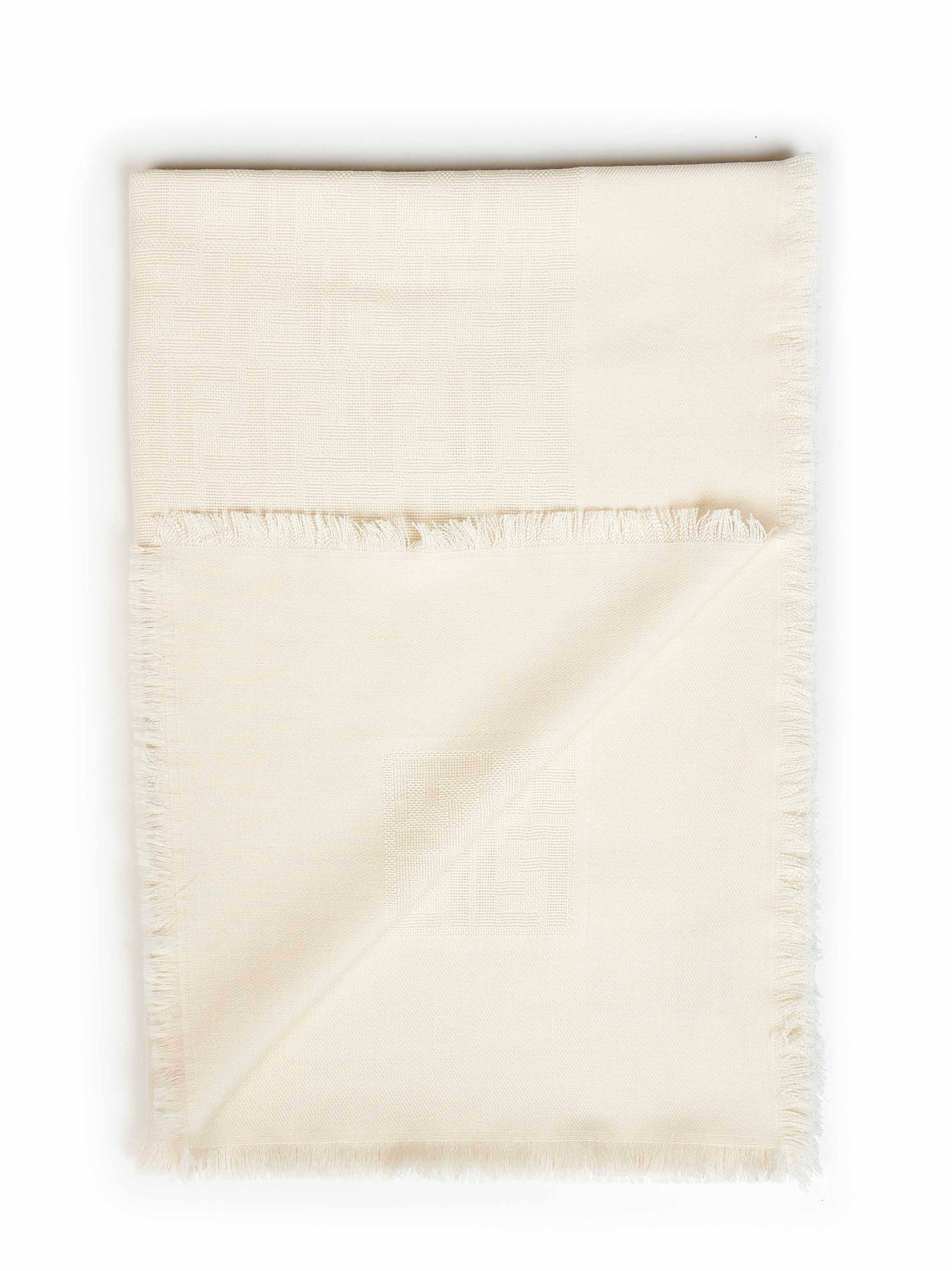 Fendi Silk Women Ivory Ff Wool And Silk And Cashmere Shawl<Br/> FENDI
