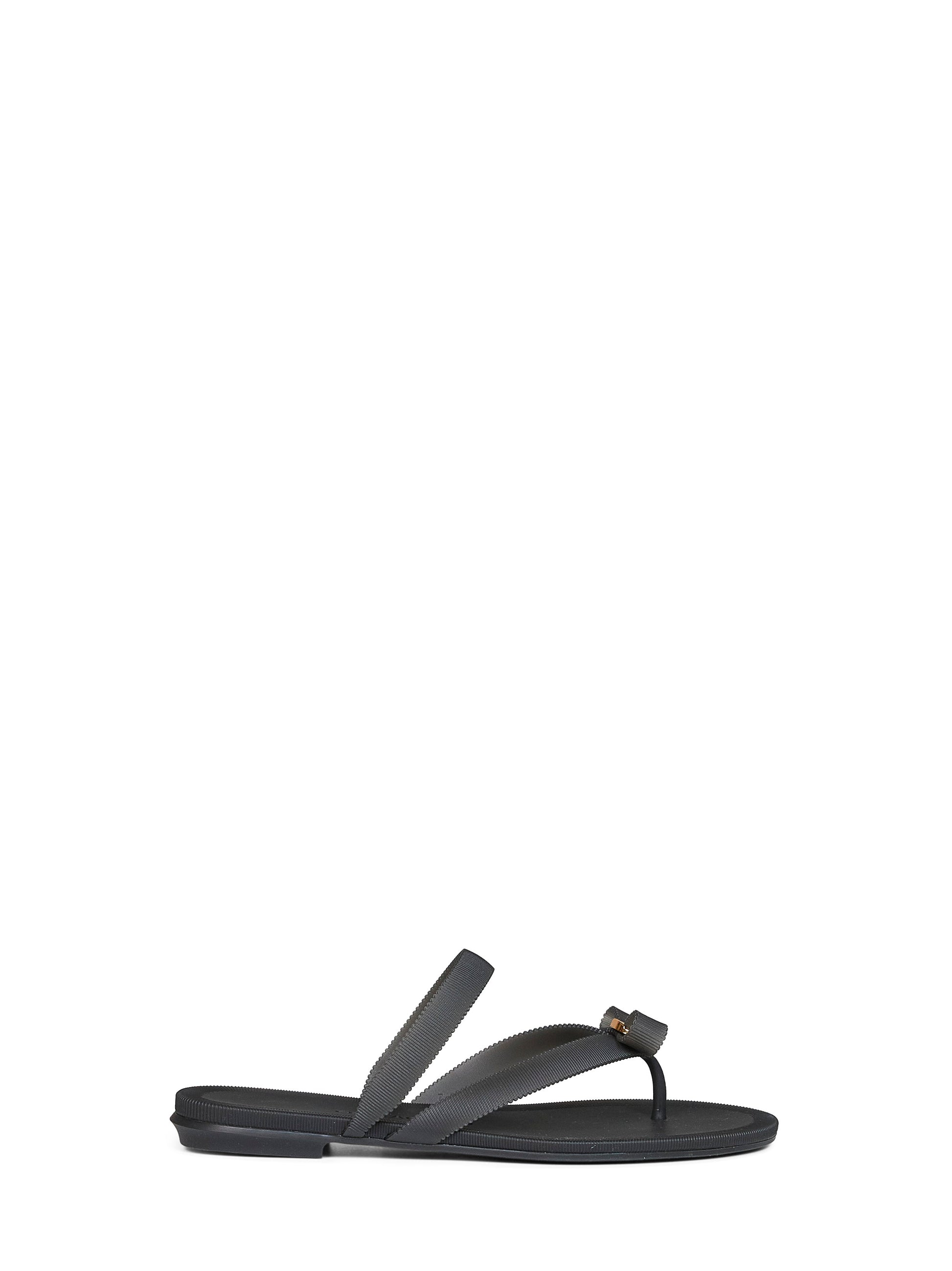 Ferragamo Women Black Rubber Vara Bow Thong Sandals FERRAGAMO
