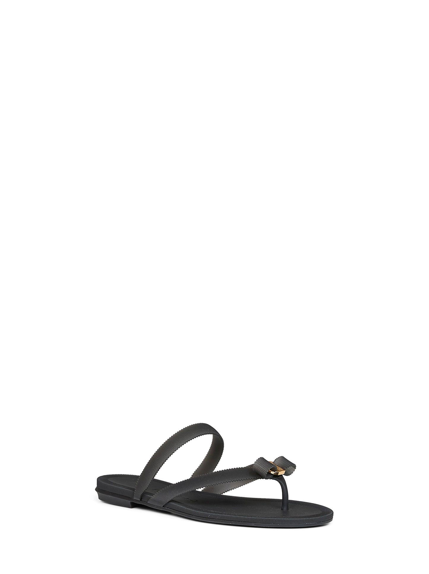 Ferragamo Women Black Rubber Vara Bow Thong Sandals FERRAGAMO