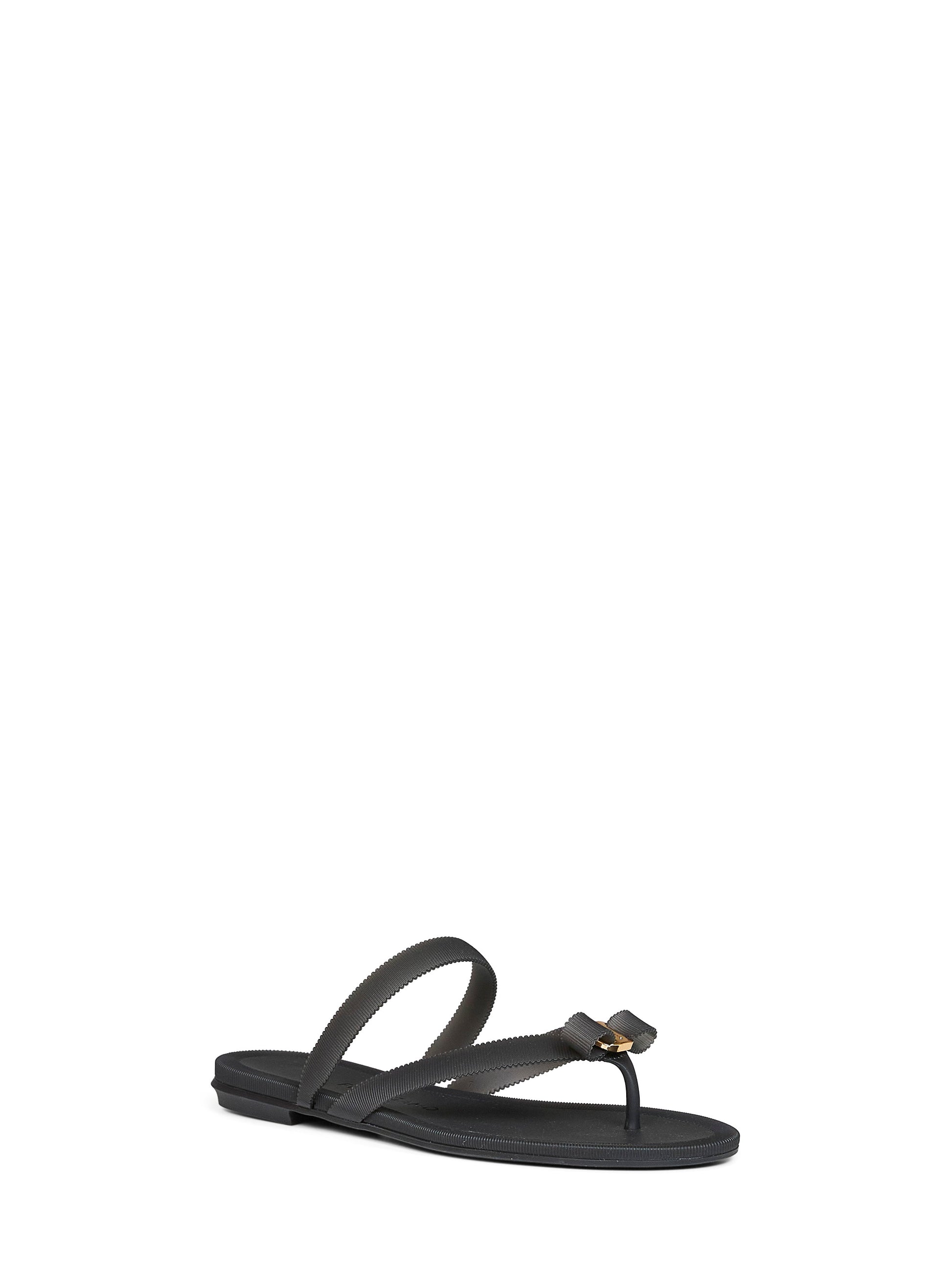 Ferragamo Women Black Rubber Vara Bow Thong Sandals FERRAGAMO