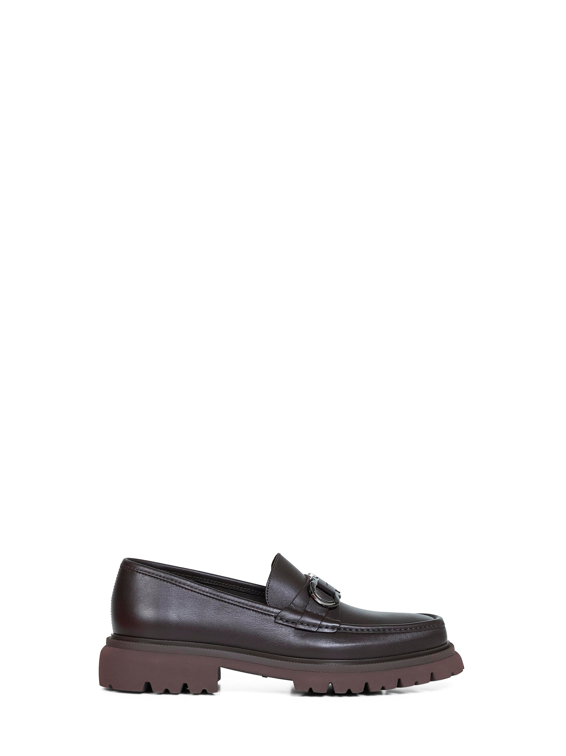 Ferragamo Men Dark Brown Cocoon Loafers With Gancini Ornament FERRAGAMO