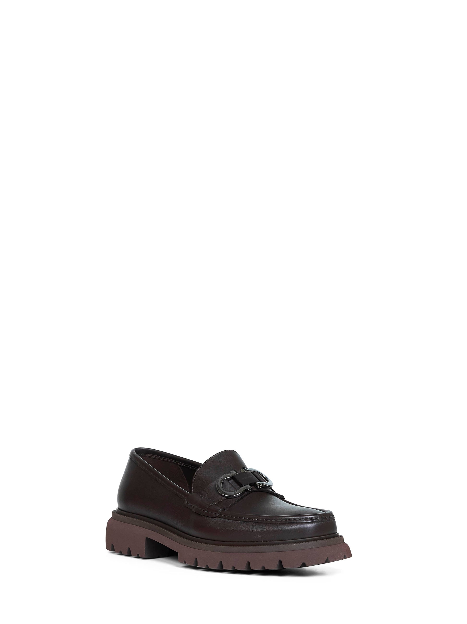 Ferragamo Men Dark Brown Cocoon Loafers With Gancini Ornament FERRAGAMO