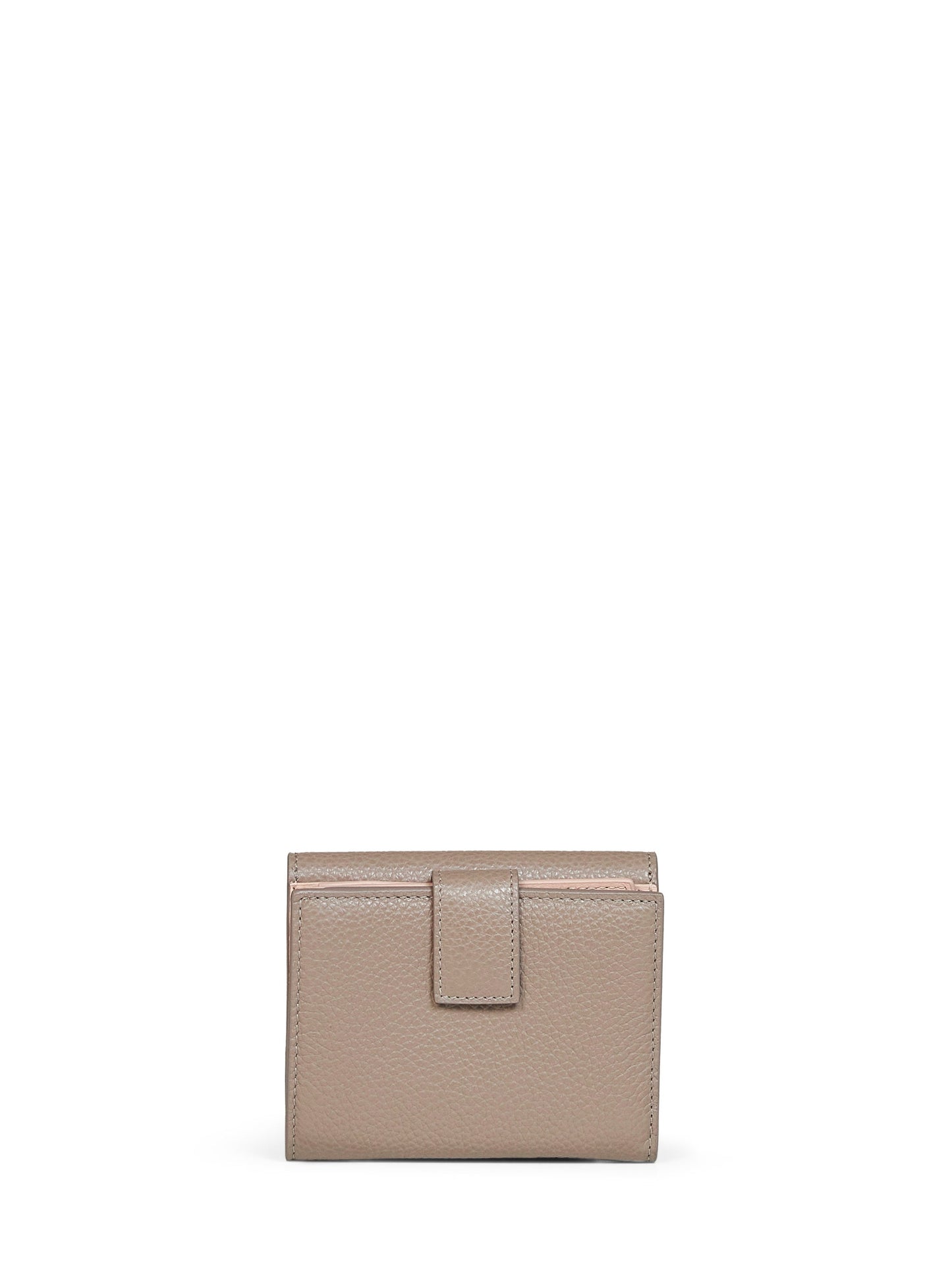 Ferragamo Women Warm Taupe Hammered Calfskin Leather Gancini Compact Wallet FERRAGAMO