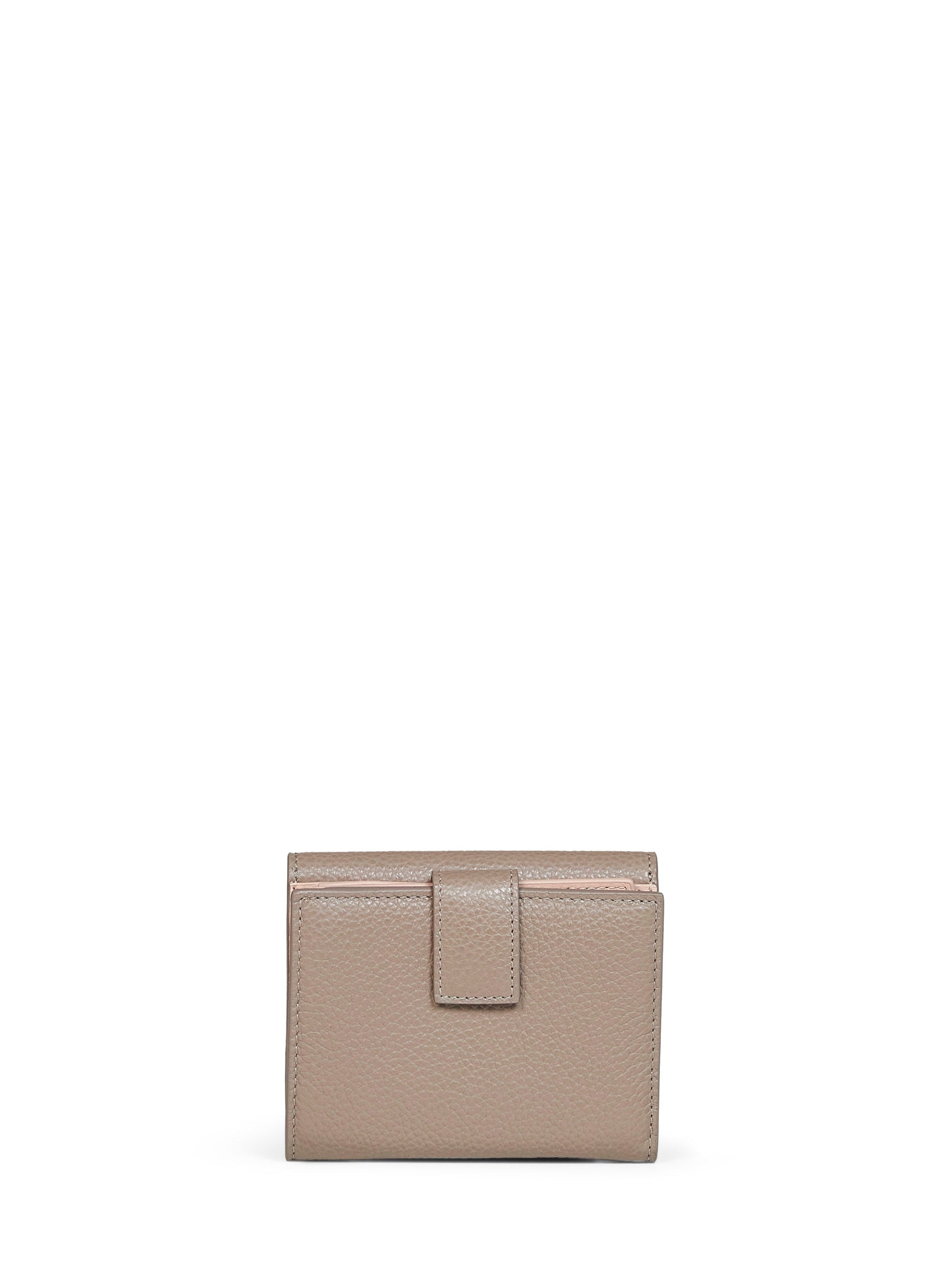 Ferragamo Women Warm Taupe Hammered Calfskin Leather Gancini Compact Wallet FERRAGAMO