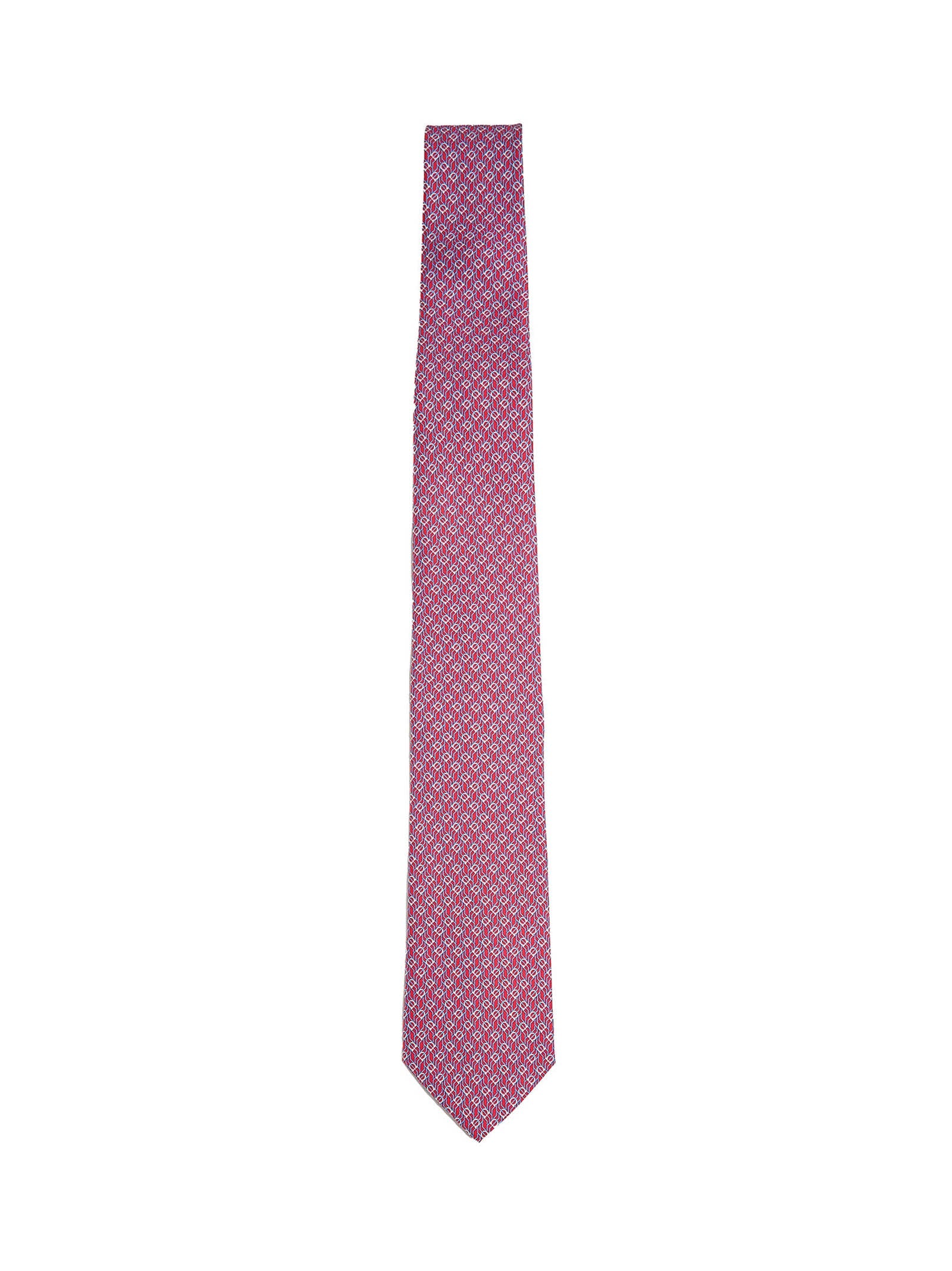 Ferragamo Men Red Silk Tetris Print Tie FERRAGAMO