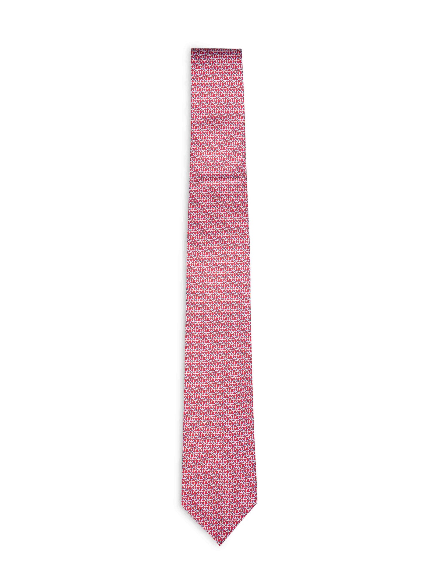 Ferragamo Men Red Gancini Silk Twill Cerchio Tie FERRAGAMO