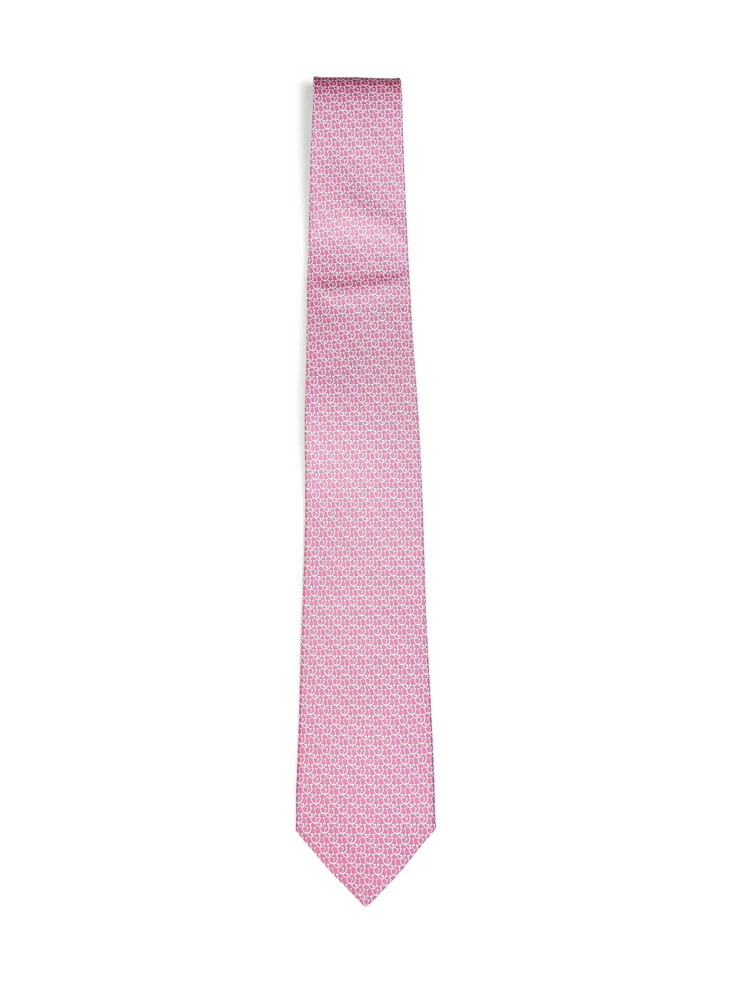 Ferragamo Men Pink Gancini Silk Twill Cerchio Tie FERRAGAMO