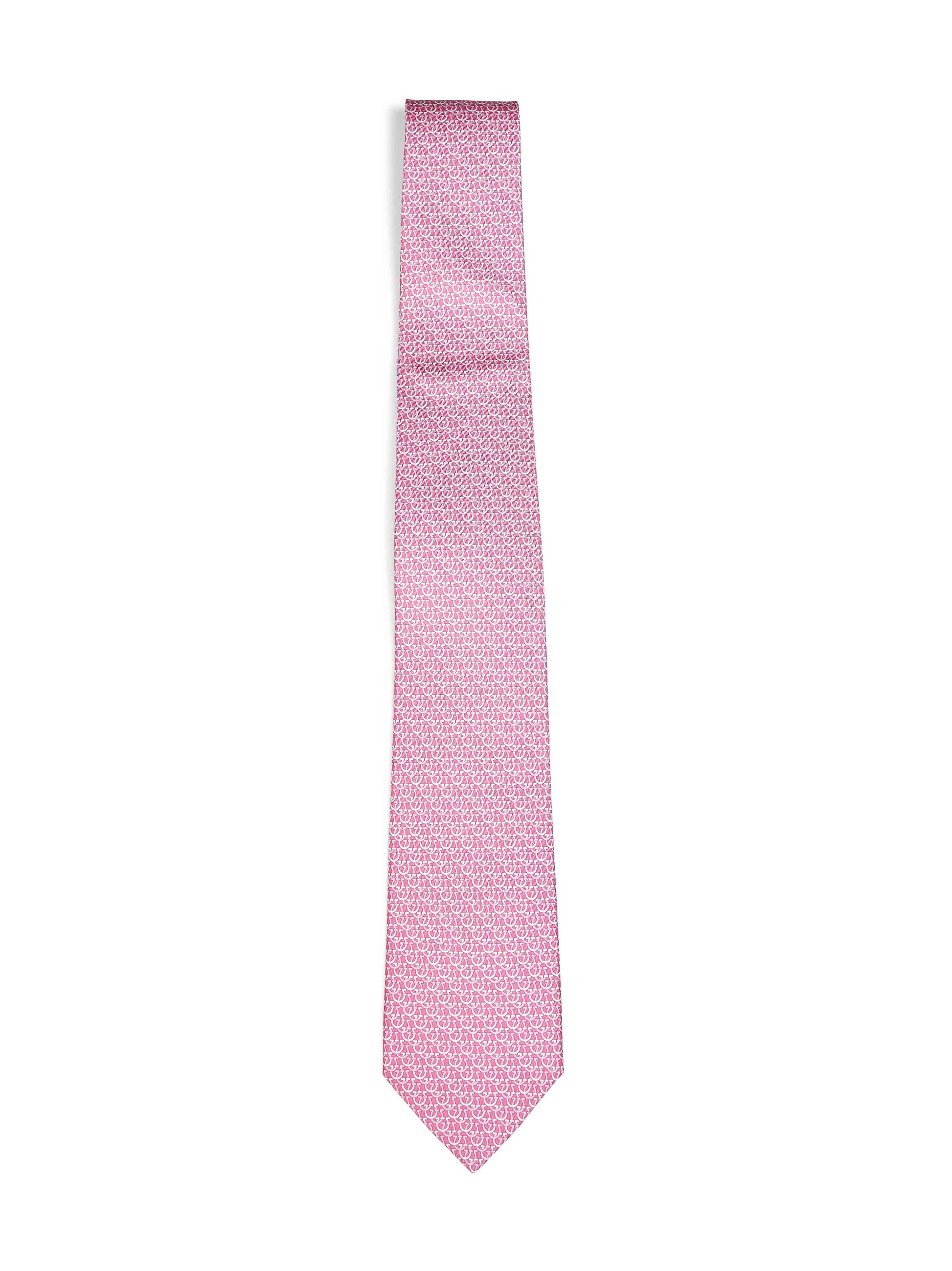 Ferragamo Men Pink Gancini Silk Twill Cerchio Tie FERRAGAMO