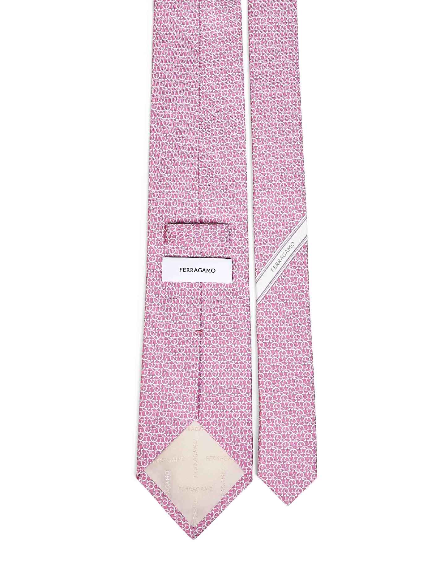 Ferragamo Men Pink Gancini Silk Twill Cerchio Tie FERRAGAMO