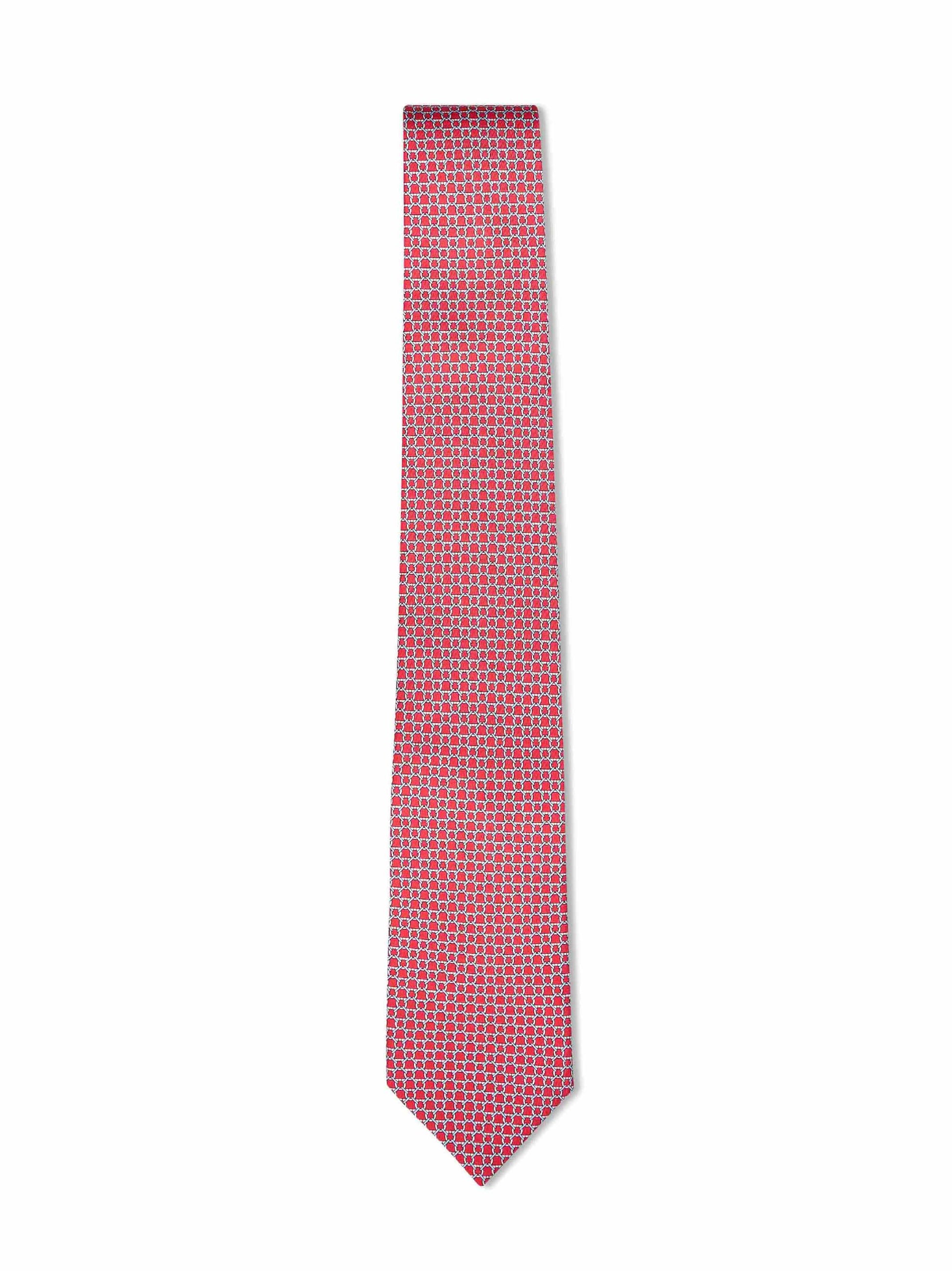 Ferragamo Men Red Gancini Silk Twill Carato Tie FERRAGAMO