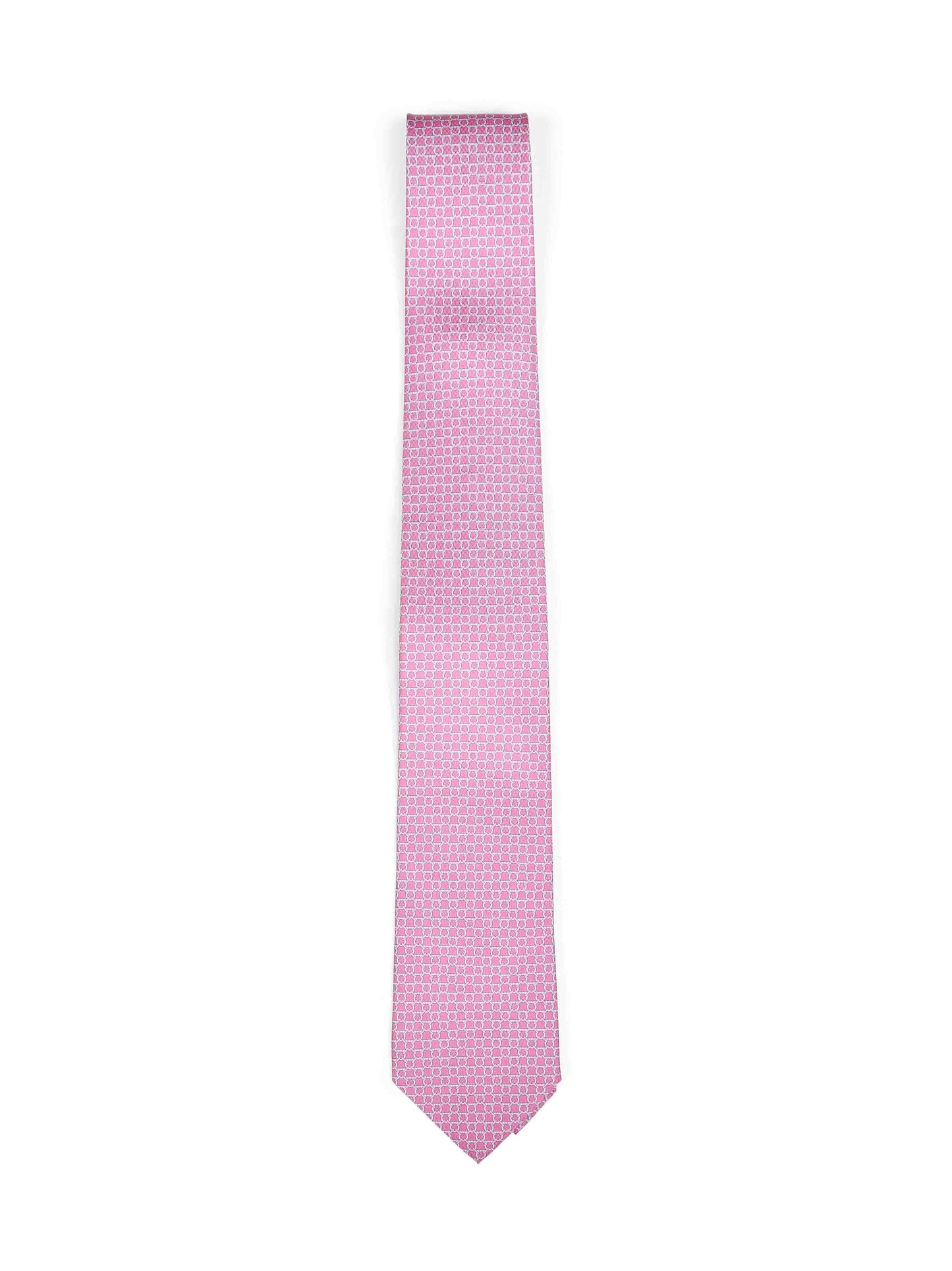 Ferragamo Men Pink Gancini Silk Twill Carato Tie FERRAGAMO