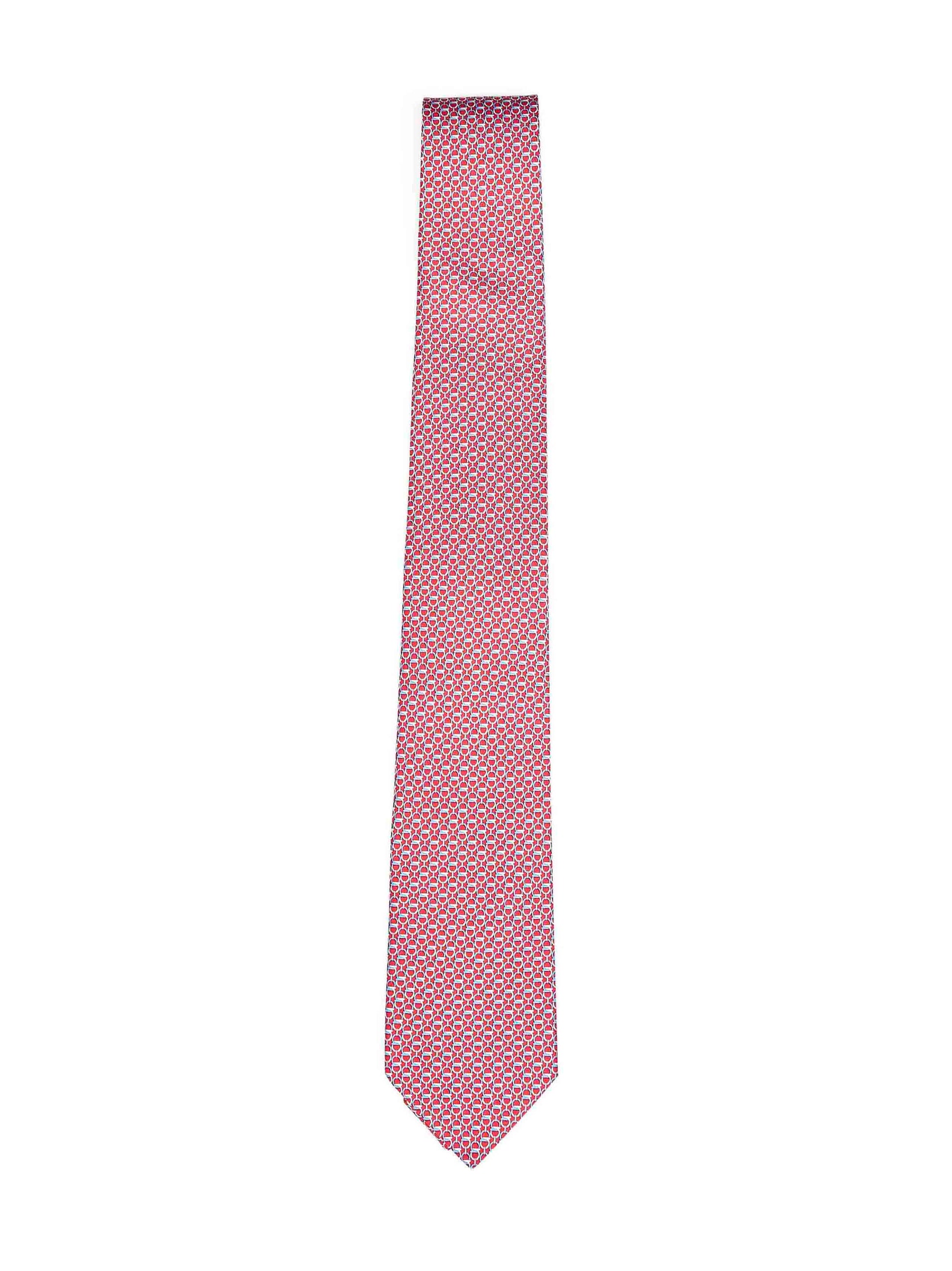 Ferragamo Men Red Gancini Silk Twill Tie FERRAGAMO