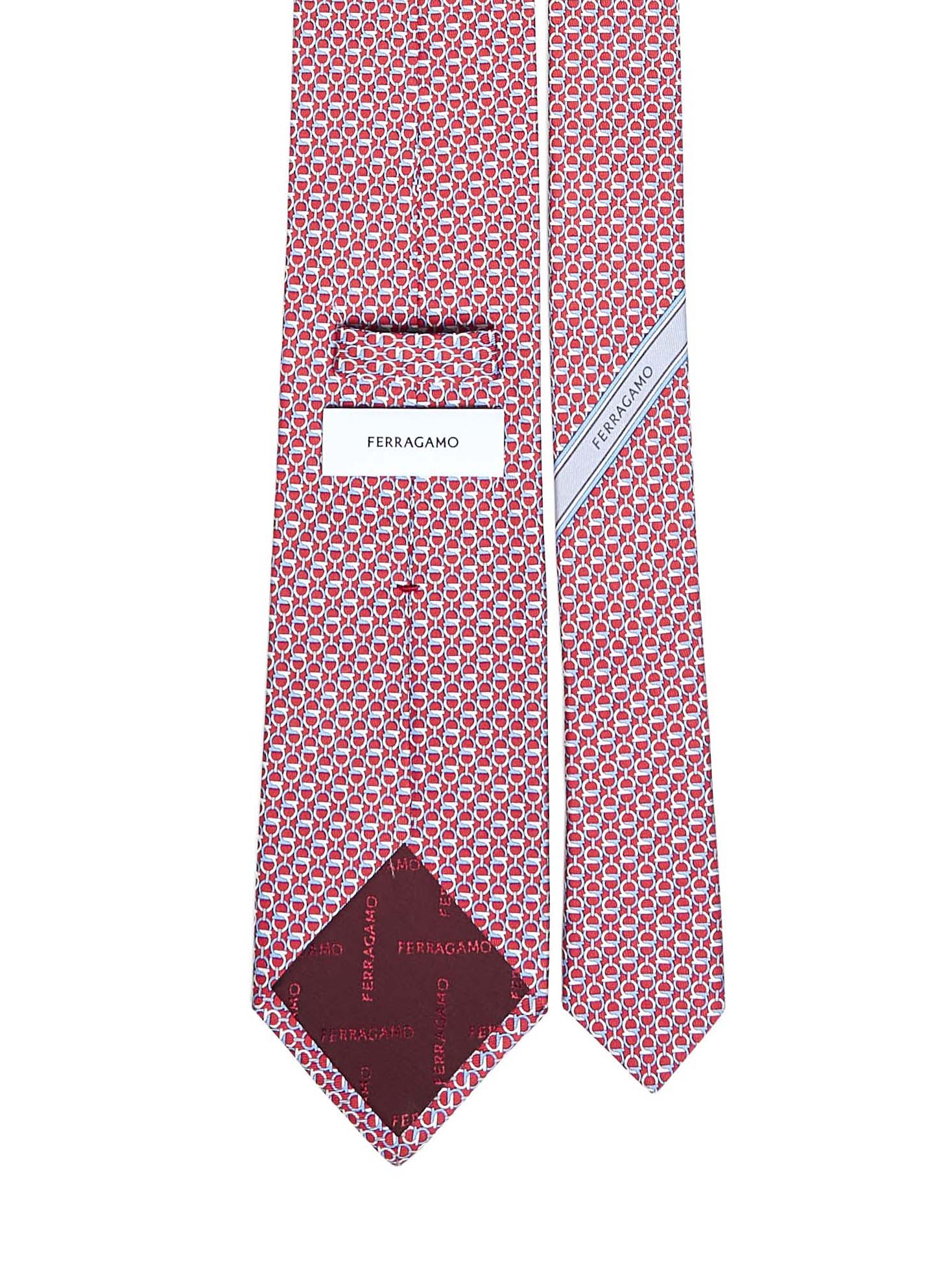 Ferragamo Men Red Gancini Silk Twill Tie FERRAGAMO