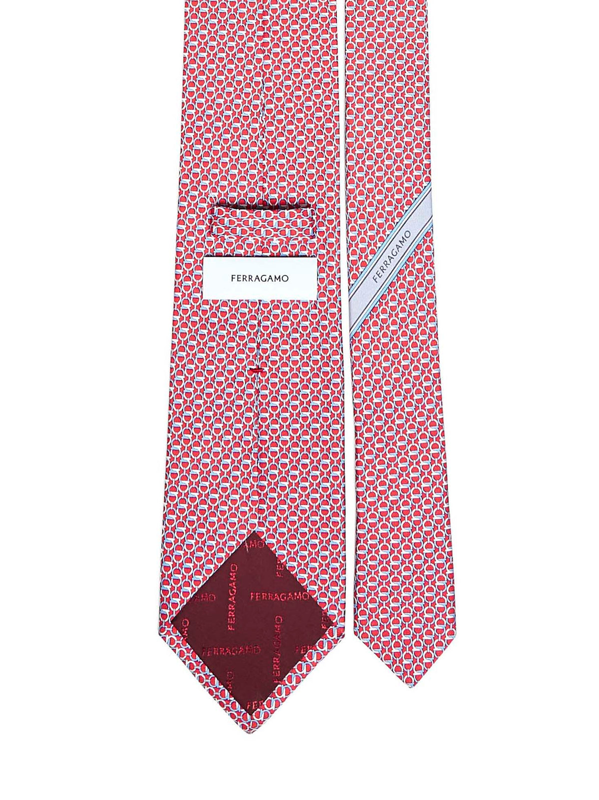 Ferragamo Men Red Gancini Silk Twill Tie FERRAGAMO
