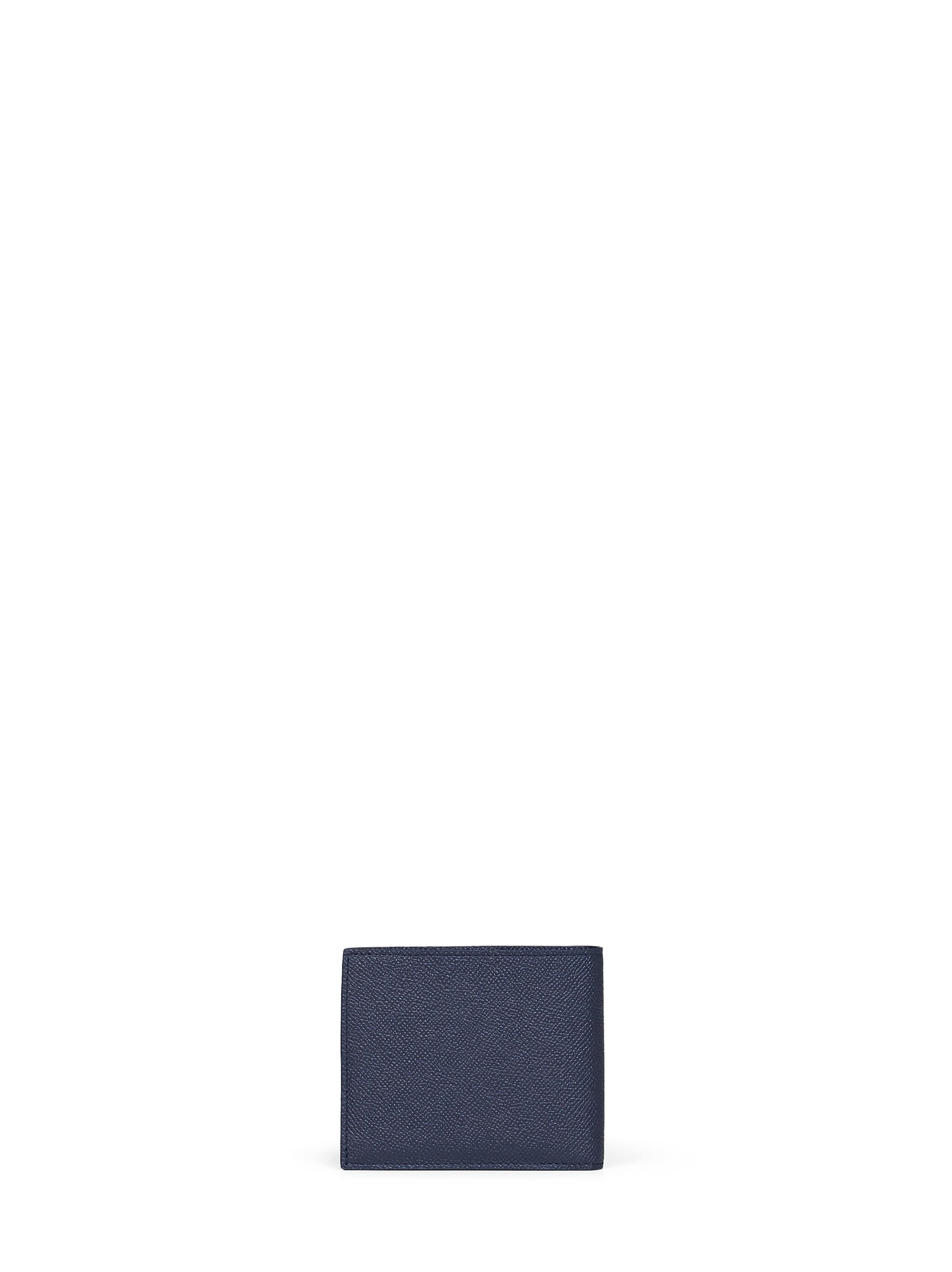 Ferragamo Men Dark Navy Blue Hammered Calfskin Gancini Wallet<Br/> FERRAGAMO
