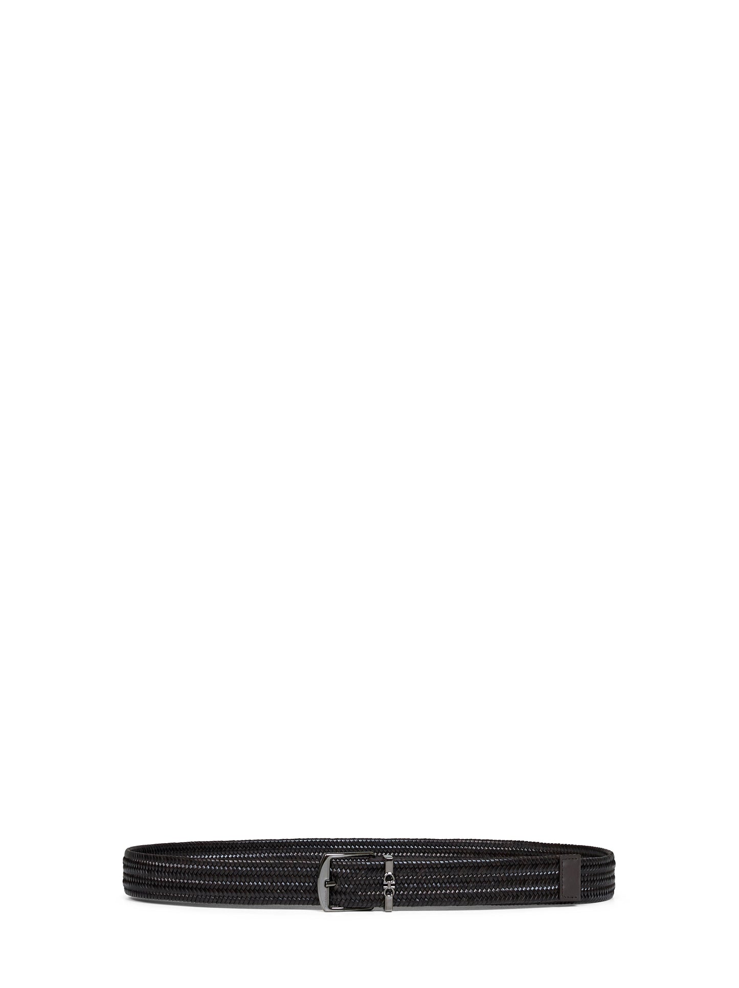Ferragamo Men Dark Brown Woven Leather Belt FERRAGAMO