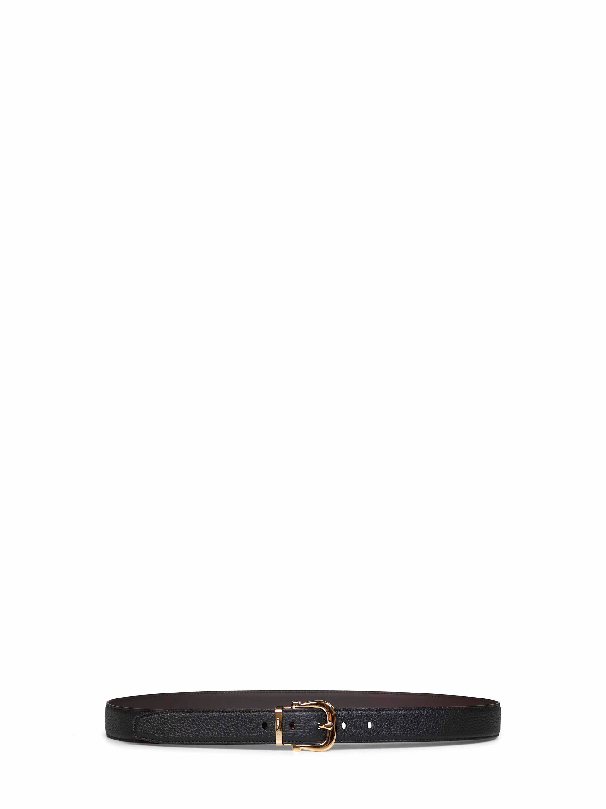 Ferragamo Men Black And Dark Brown Reversible Gancini Belt FERRAGAMO