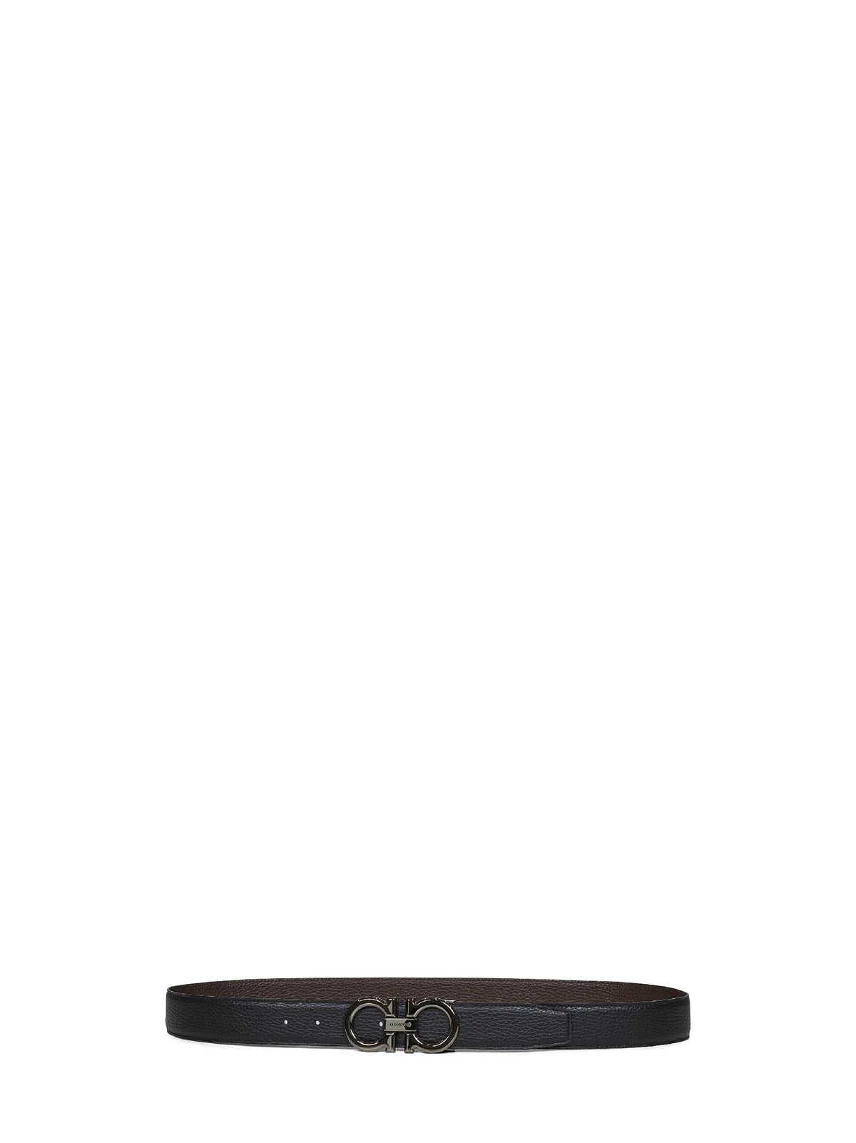 Ferragamo Men Black Leather Reversible Gancini Belt FERRAGAMO