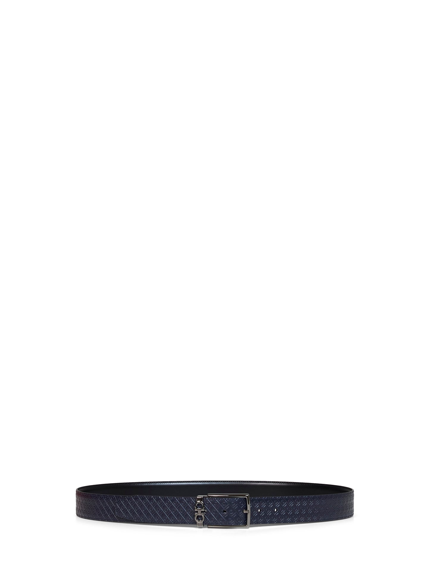Ferragamo Men Midnight Blue And Black Reversible Gancini Belt FERRAGAMO