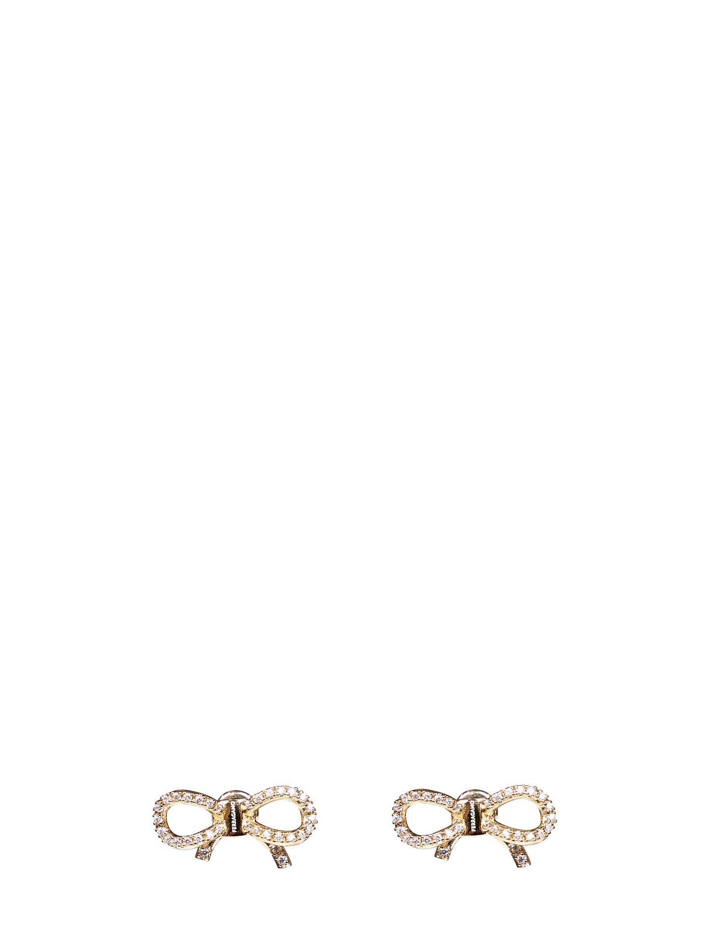 Ferragamo Women Gold Crystal-Embellished Vara Bow Earrings FERRAGAMO