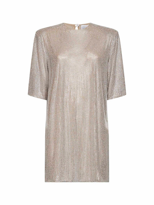 Giuseppe Di Morabito Women Silver Crystal-Embellished Tulle T-Shirt Mini Dress GIUSEPPE DI MORABITO
