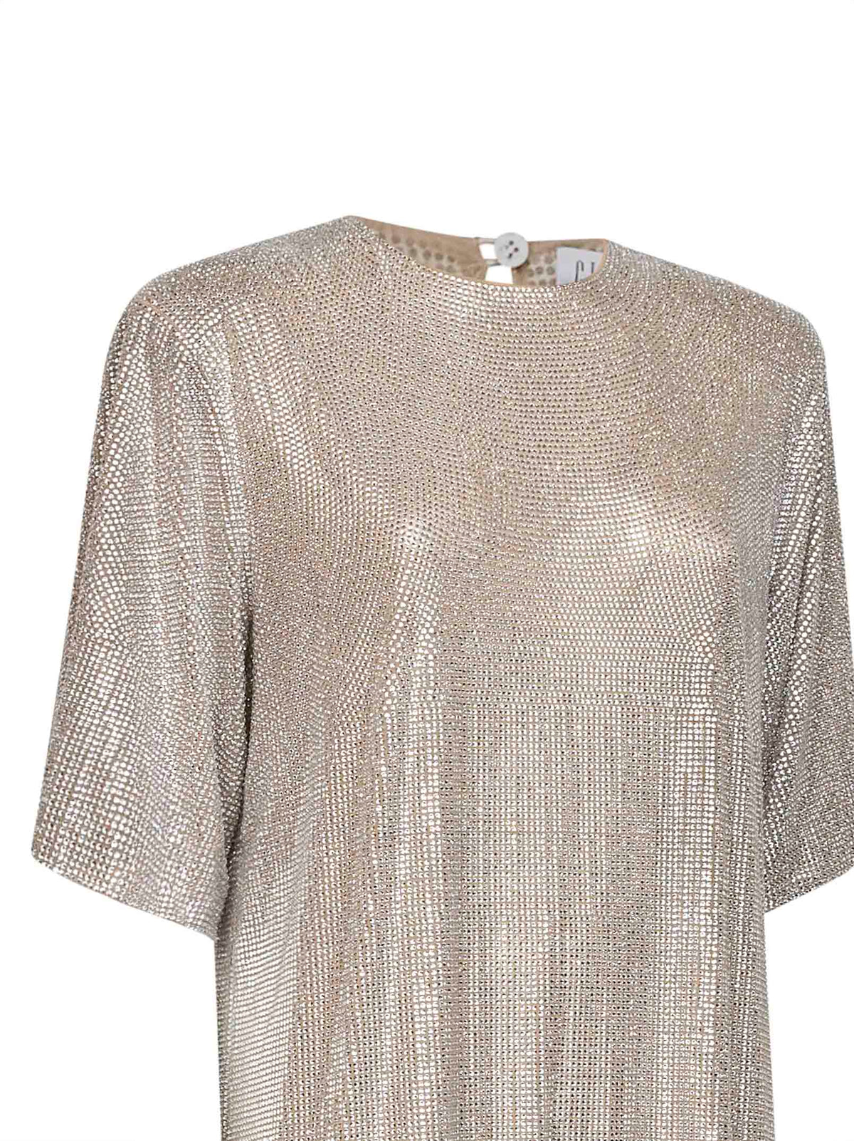 Giuseppe Di Morabito Women Silver Crystal-Embellished Tulle T-Shirt Mini Dress GIUSEPPE DI MORABITO