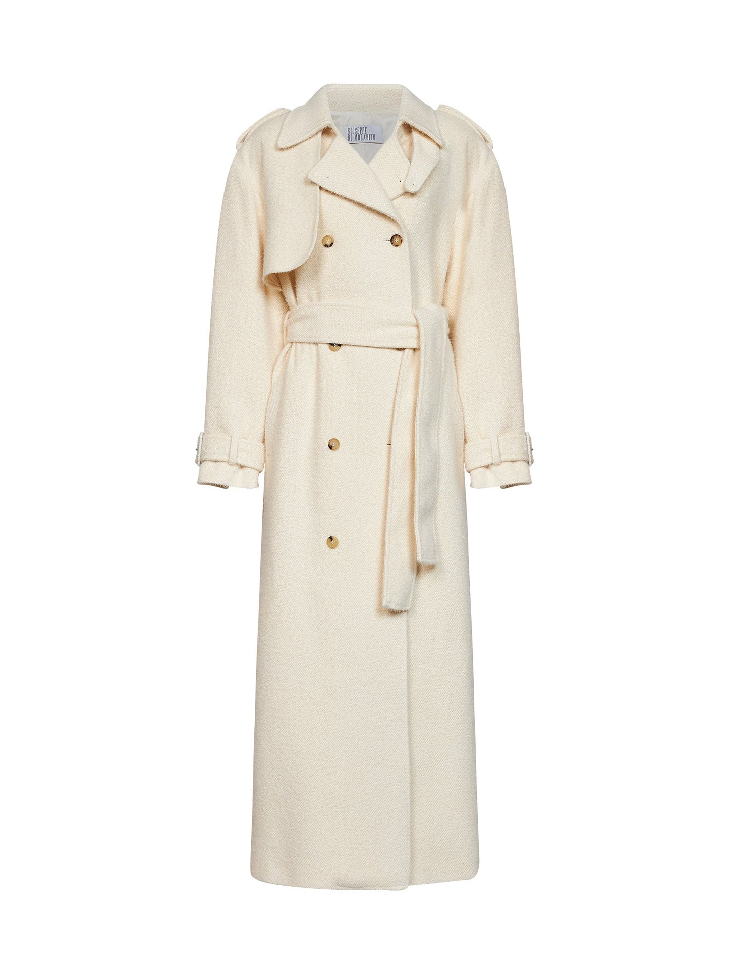 Giuseppe Di Morabito Women Milk Bouclé Long Double-Breasted Belted Trench Coat GIUSEPPE DI MORABITO