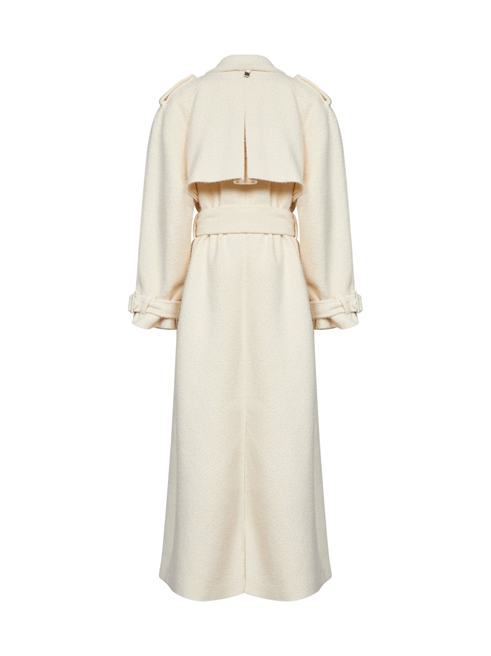 Giuseppe Di Morabito Women Milk Bouclé Long Double-Breasted Belted Trench Coat GIUSEPPE DI MORABITO