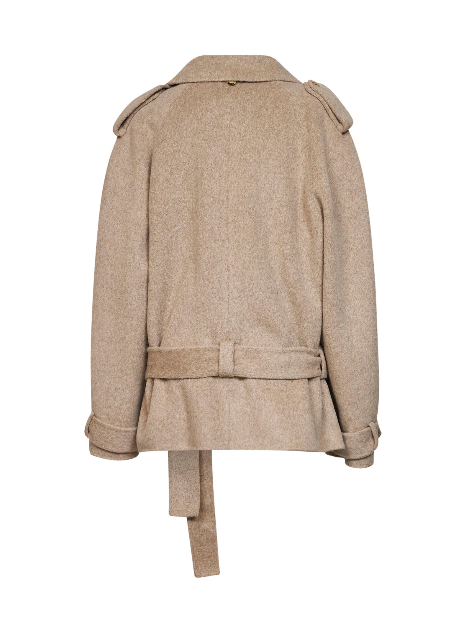 Giuseppe Di Morabito Women Beige Double Wool And Alpaca Short Double-Breasted Trench Coat GIUSEPPE DI MORABITO