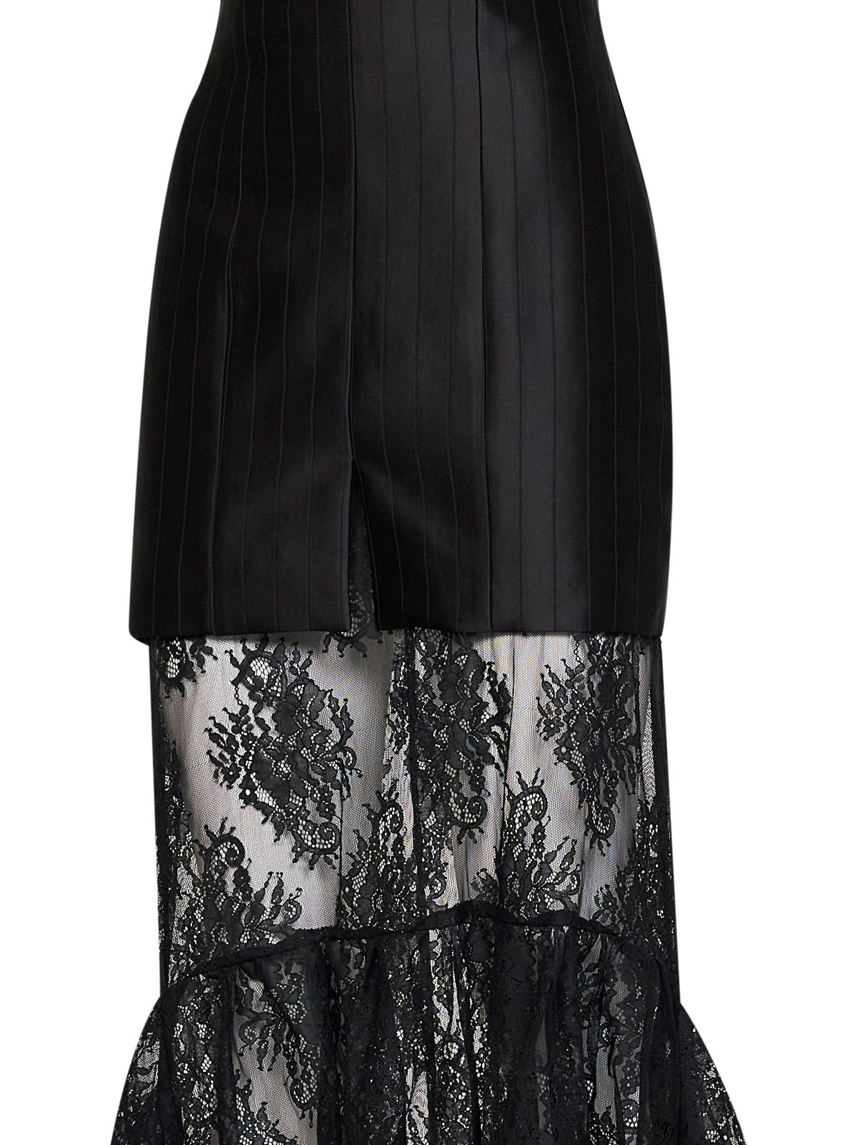Giuseppe Di Morabito Women Black Striped Satin Jacquard Bustier Dress With Lace Skirt GIUSEPPE DI MORABITO