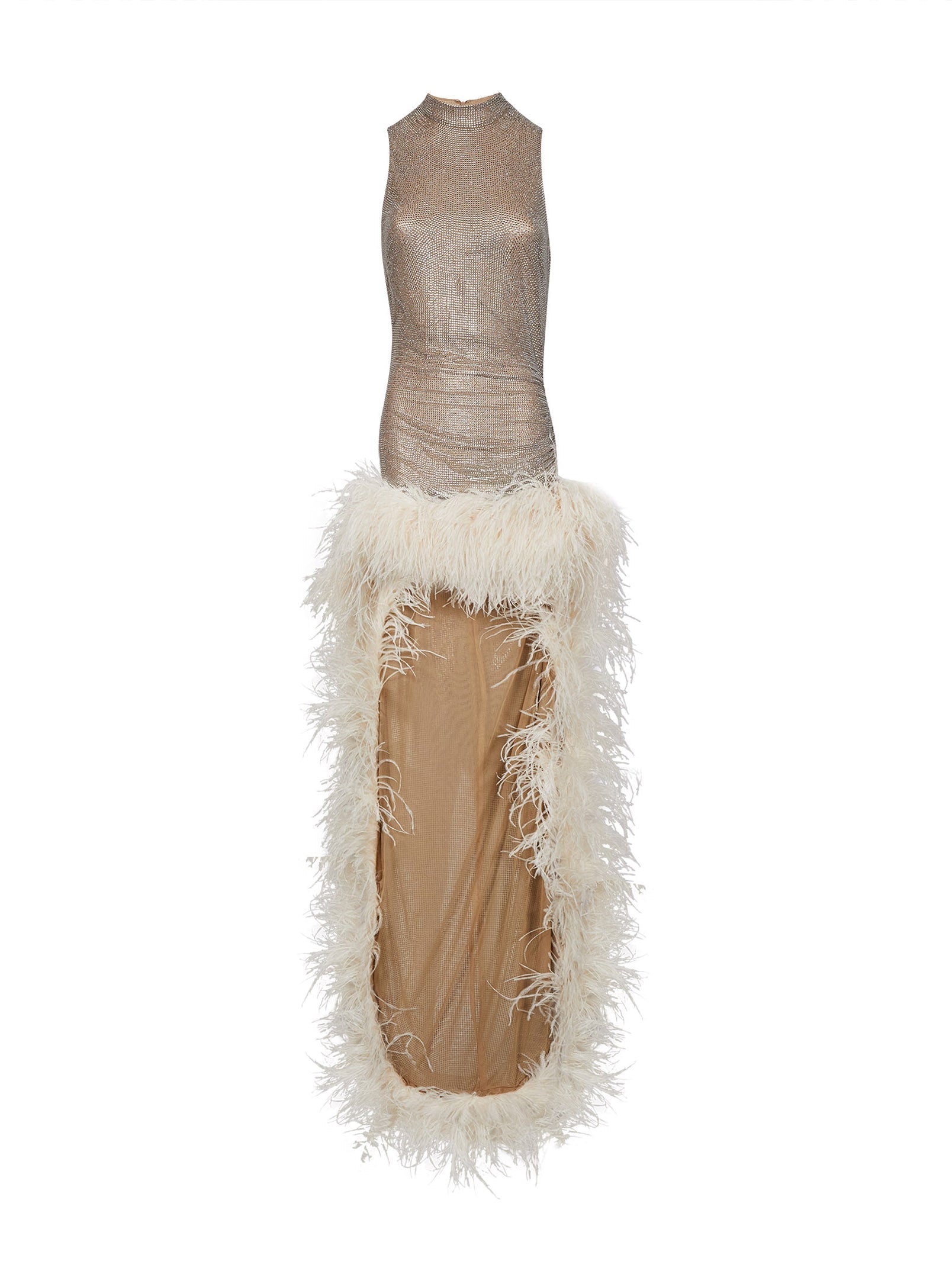 Giuseppe Di Morabito Women Silver Crystal-Embellished Tulle Asymmetric Maxi Dress GIUSEPPE DI MORABITO
