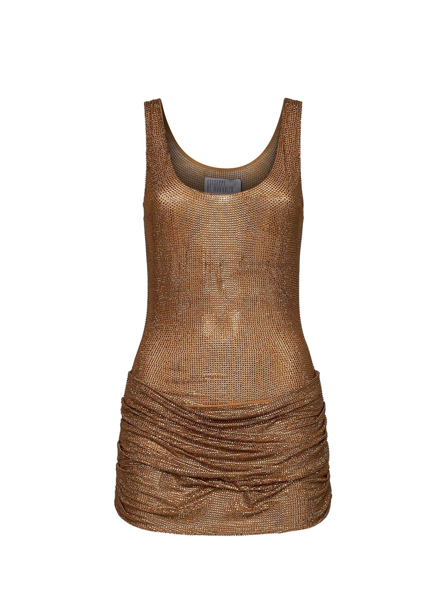 Giuseppe Di Morabito Women Gold Crystal-Embellished Tulle Draped Mini Dress GIUSEPPE DI MORABITO