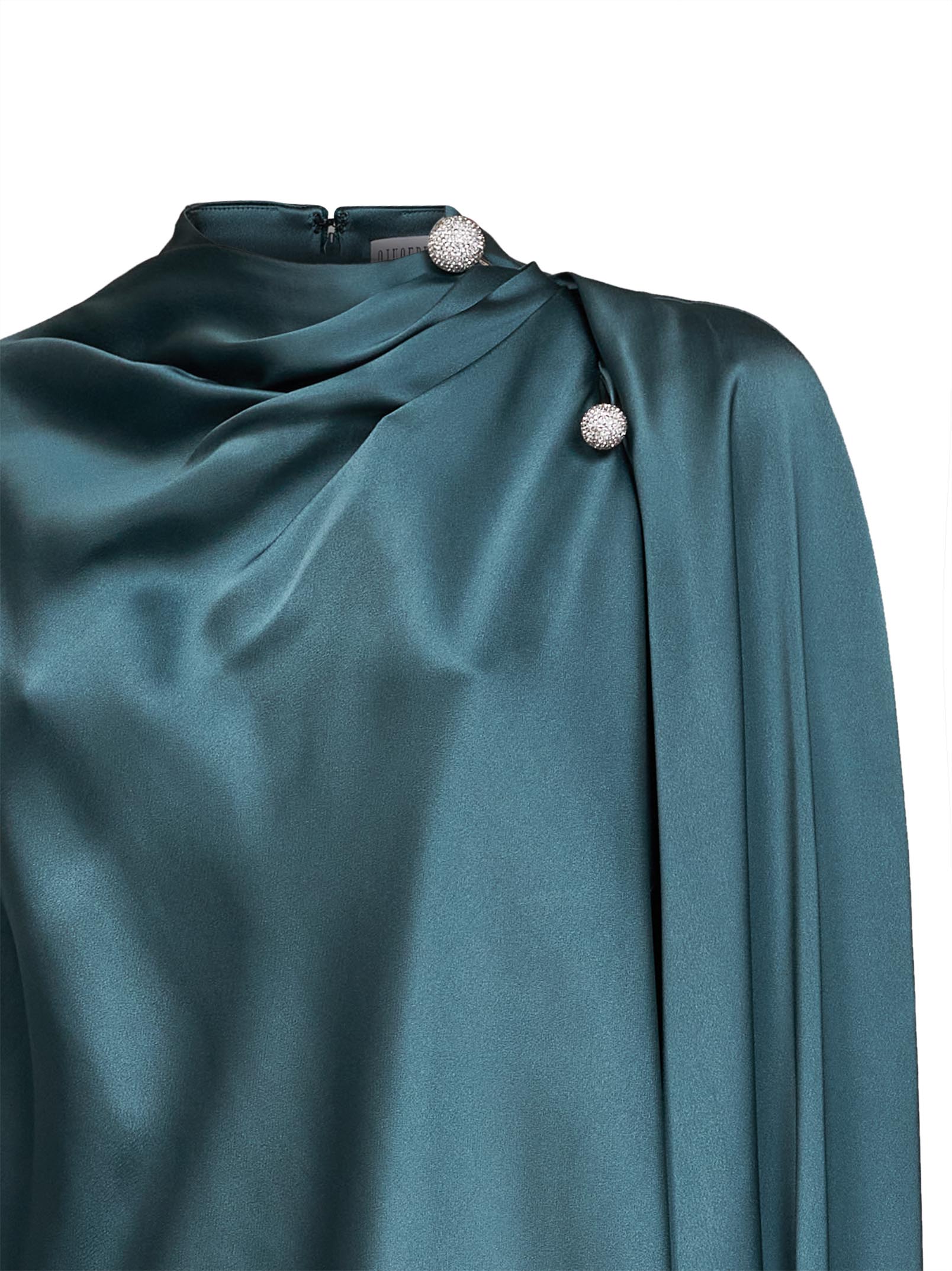 Giuseppe Di Morabito Women Teal Satin Mini Dress With Jeweled Detail GIUSEPPE DI MORABITO