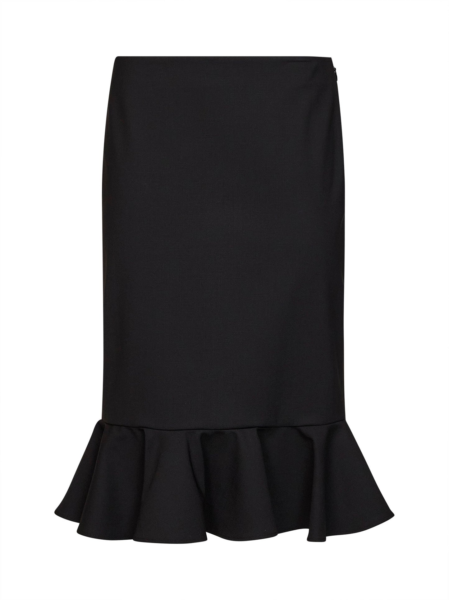 Giuseppe Di Morabito Women Black Virgin Wool Midi Skirt With Ruffle GIUSEPPE DI MORABITO