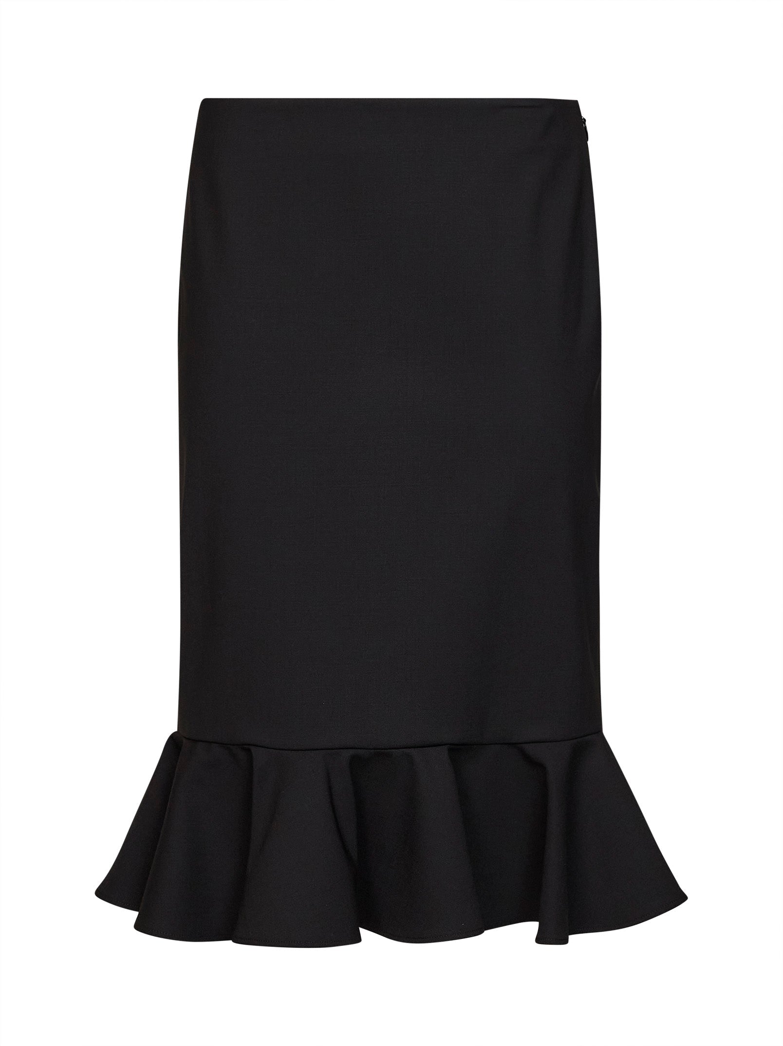 Giuseppe Di Morabito Women Black Virgin Wool Midi Skirt With Ruffle GIUSEPPE DI MORABITO