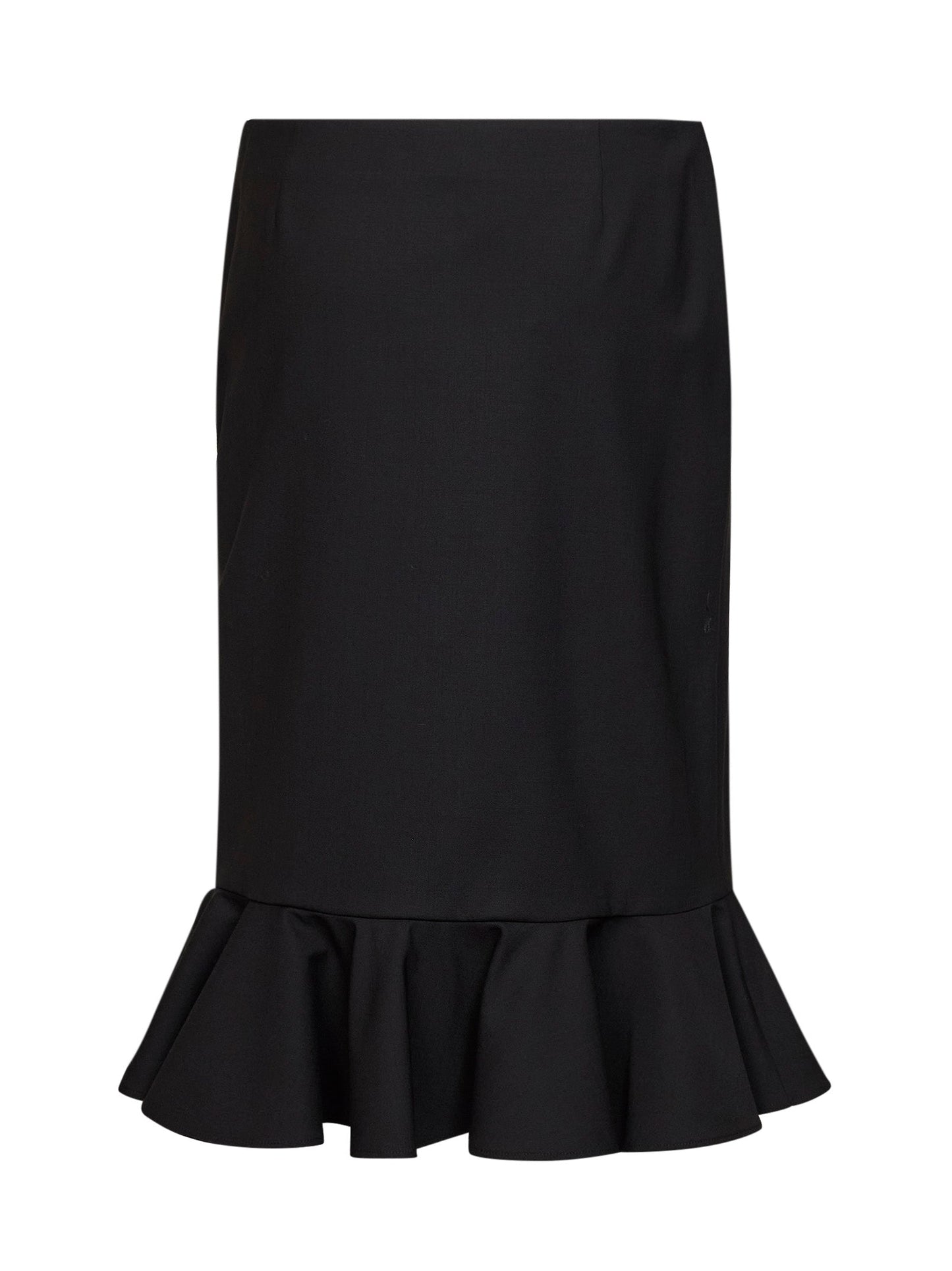 Giuseppe Di Morabito Women Black Virgin Wool Midi Skirt With Ruffle GIUSEPPE DI MORABITO