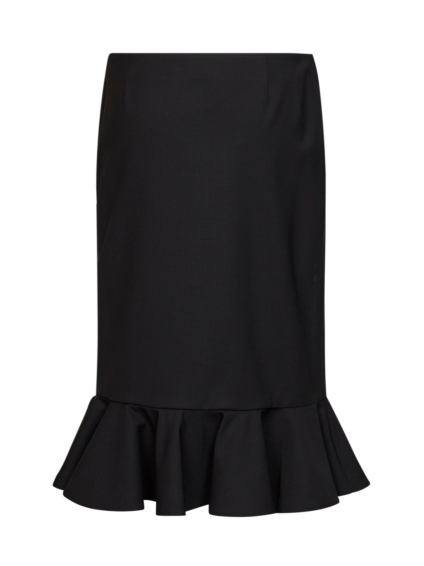 Giuseppe Di Morabito Women Black Virgin Wool Midi Skirt With Ruffle GIUSEPPE DI MORABITO