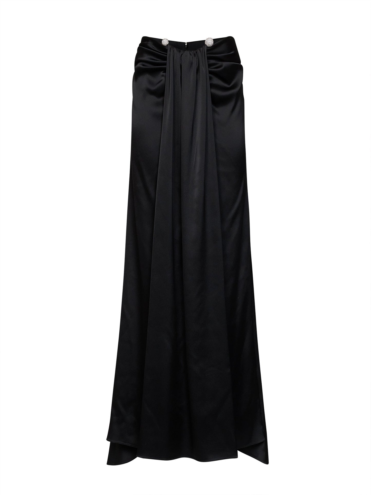 Giuseppe Di Morabito Women Black Satin Maxi Skirt With Jeweled Detail GIUSEPPE DI MORABITO