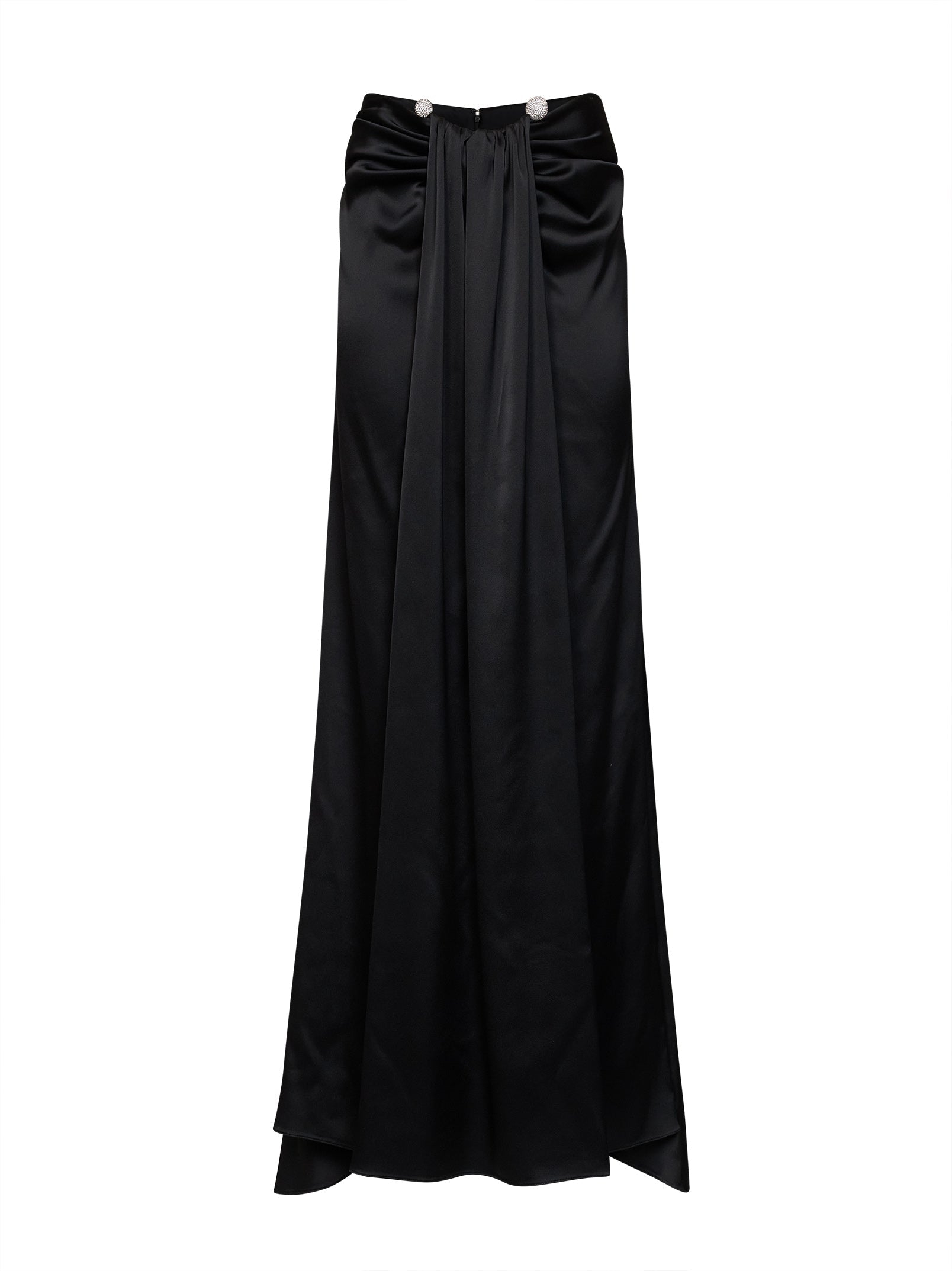 Giuseppe Di Morabito Women Black Satin Maxi Skirt With Jeweled Detail GIUSEPPE DI MORABITO