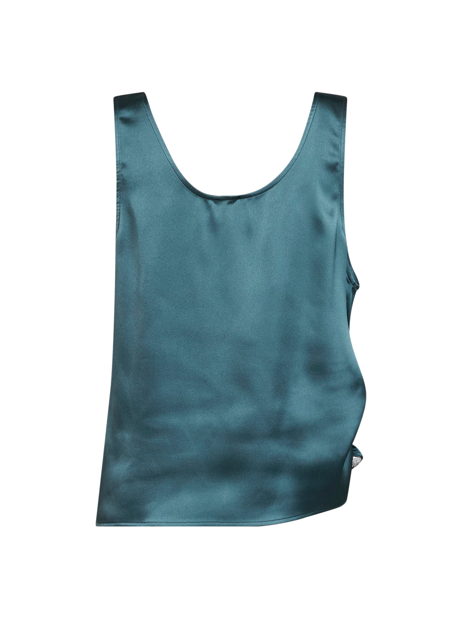 Giuseppe Di Morabito Women Oil Green Satin Draped Top GIUSEPPE DI MORABITO