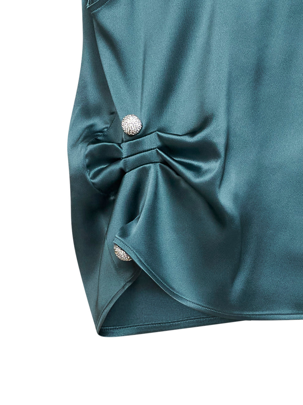 Giuseppe Di Morabito Women Oil Green Satin Draped Top GIUSEPPE DI MORABITO
