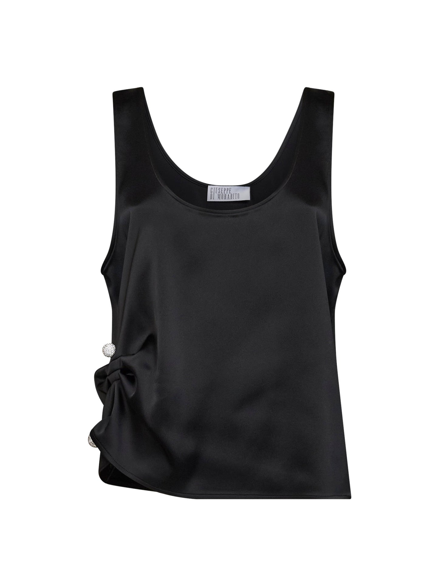 Giuseppe Di Morabito Women Black Satin Draped Top GIUSEPPE DI MORABITO