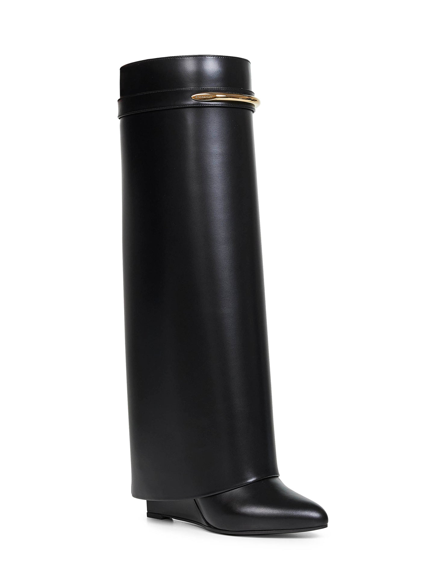 Givenchy Women Black Leather Shark Pinch Knee-High Boots GIVENCHY