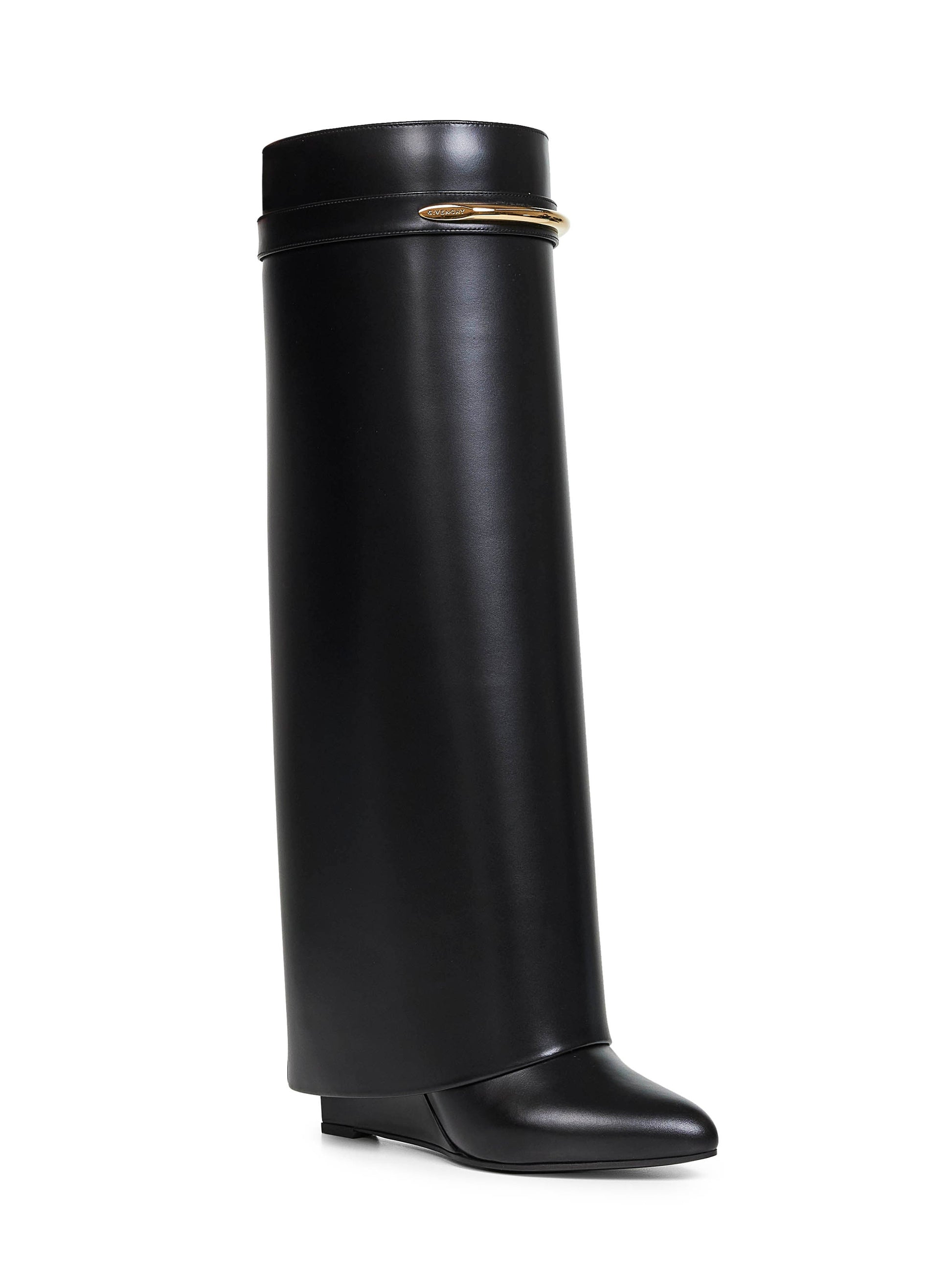 Givenchy Women Black Leather Shark Pinch Knee-High Boots GIVENCHY