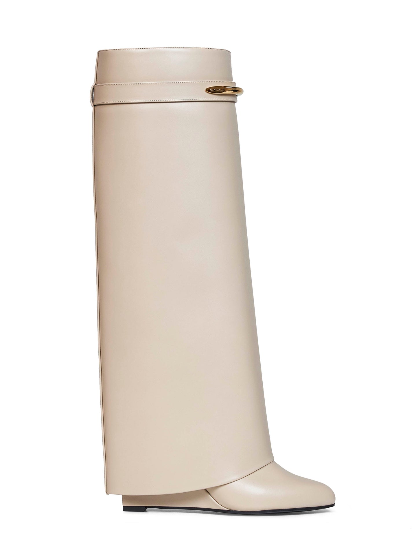 Givenchy Women Beige Leather Shark Pinch Knee-High Boots GIVENCHY