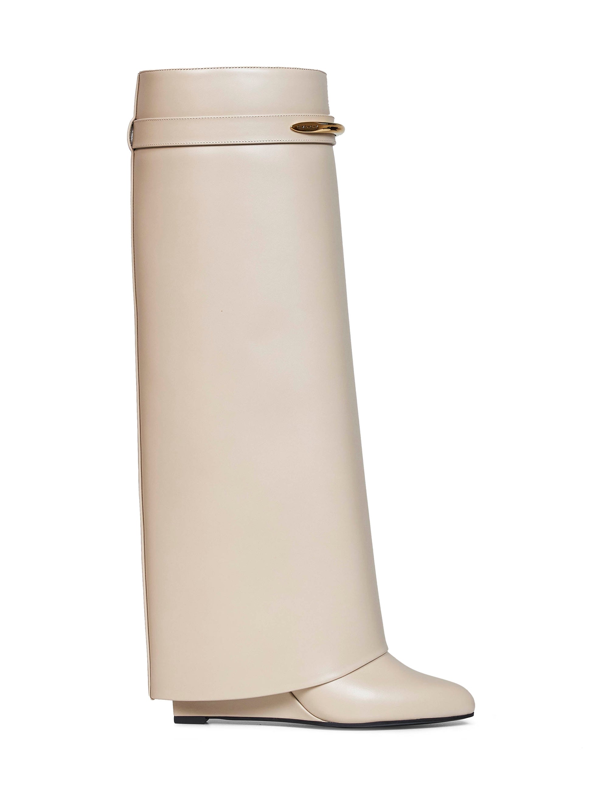Givenchy Women Beige Leather Shark Pinch Knee-High Boots GIVENCHY