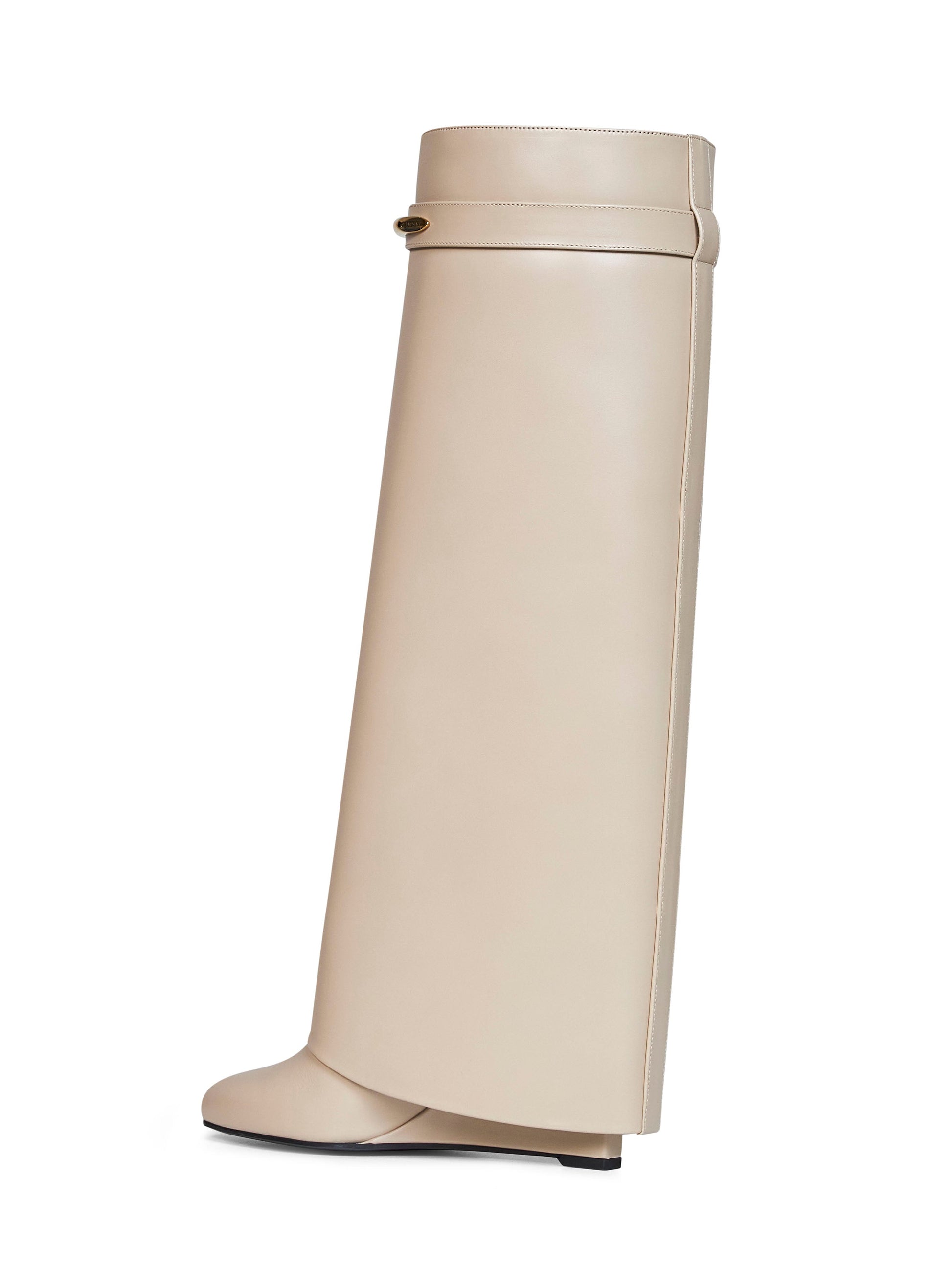 Givenchy Women Beige Leather Shark Pinch Knee-High Boots GIVENCHY