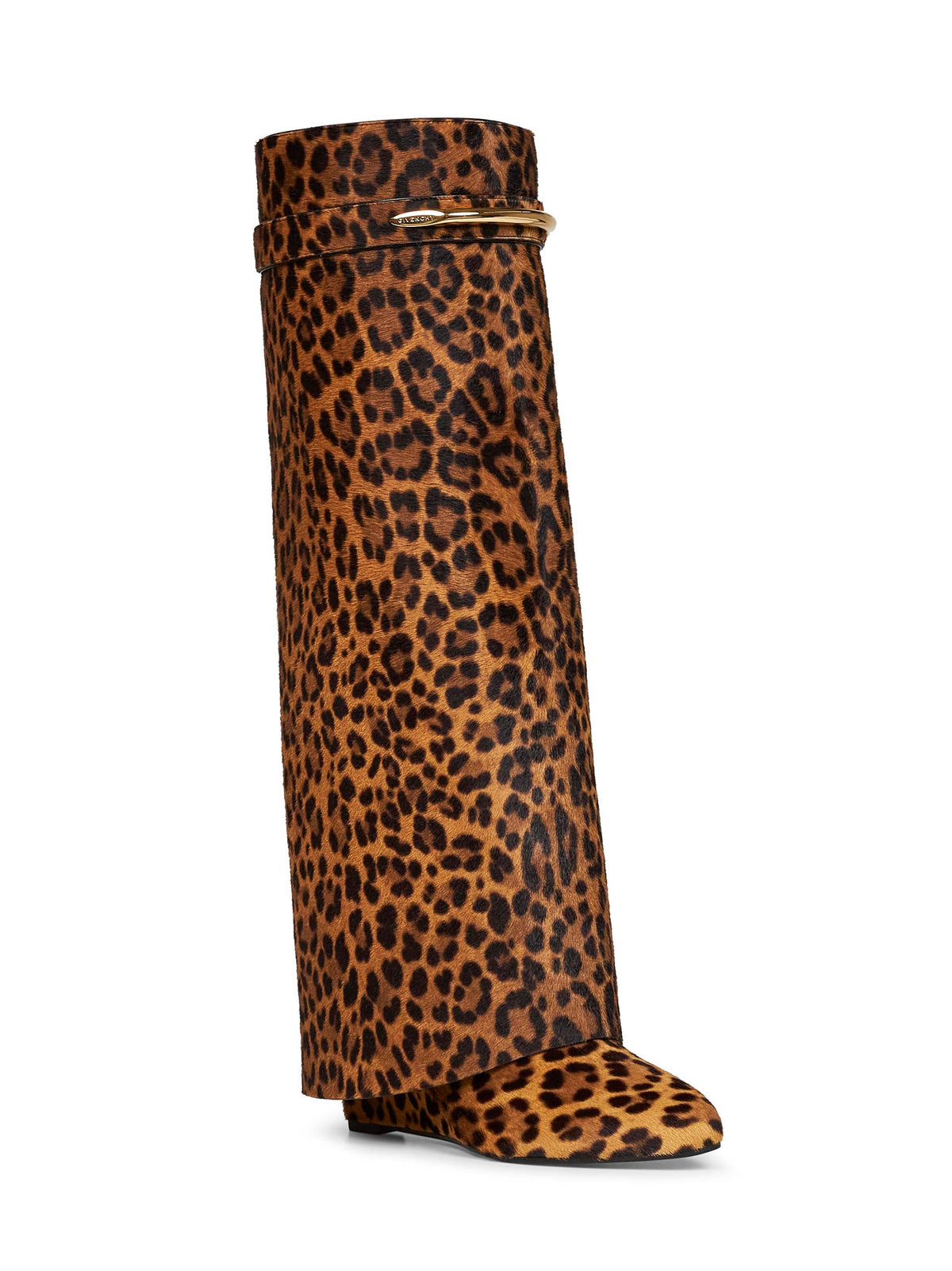 Givenchy Women Leopard Pony-Effect Leather Shark Pinch Knee-High Boots GIVENCHY